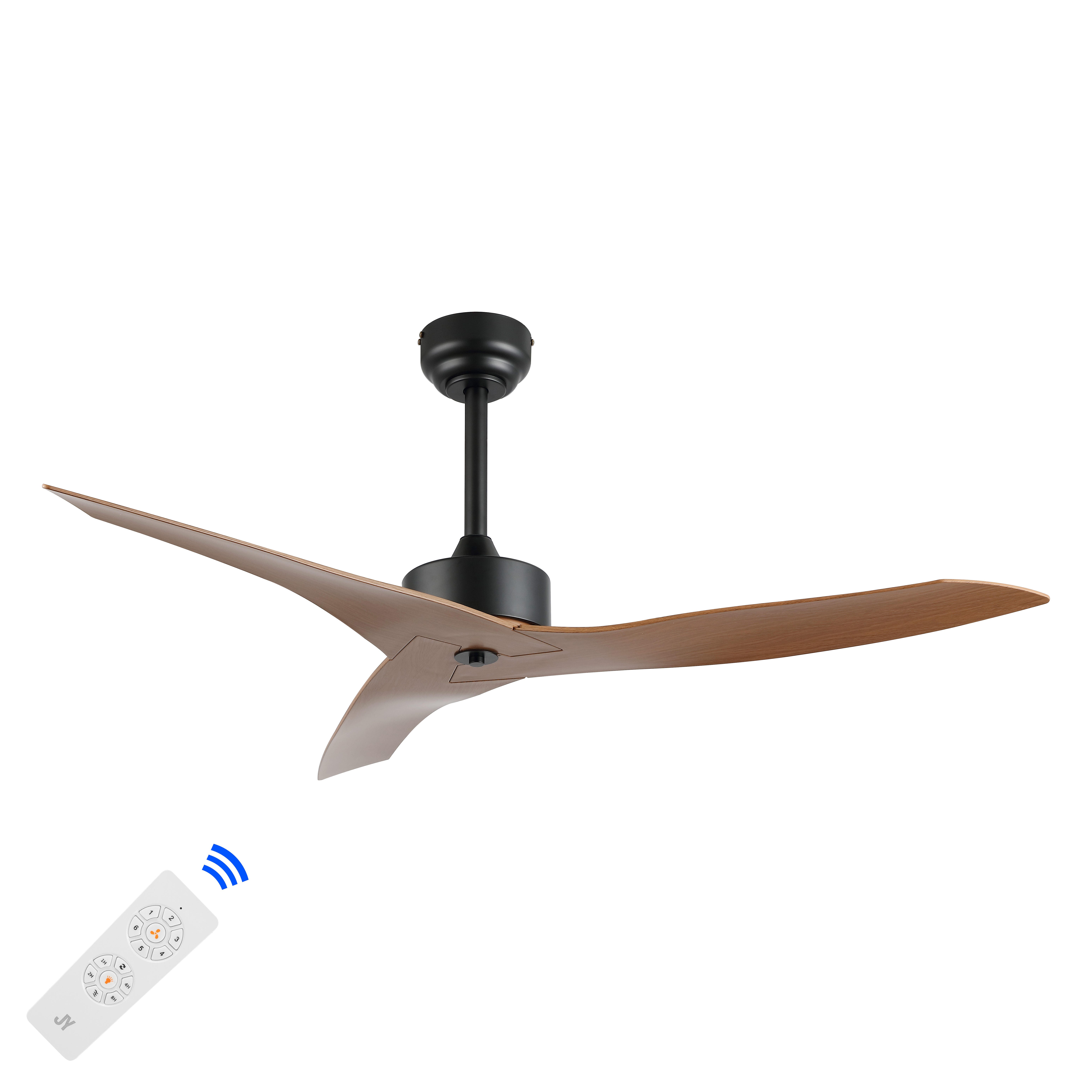 JONATHAN Y Aldrin 50" Razor Ceiling Fan, Black/Light Brown, large