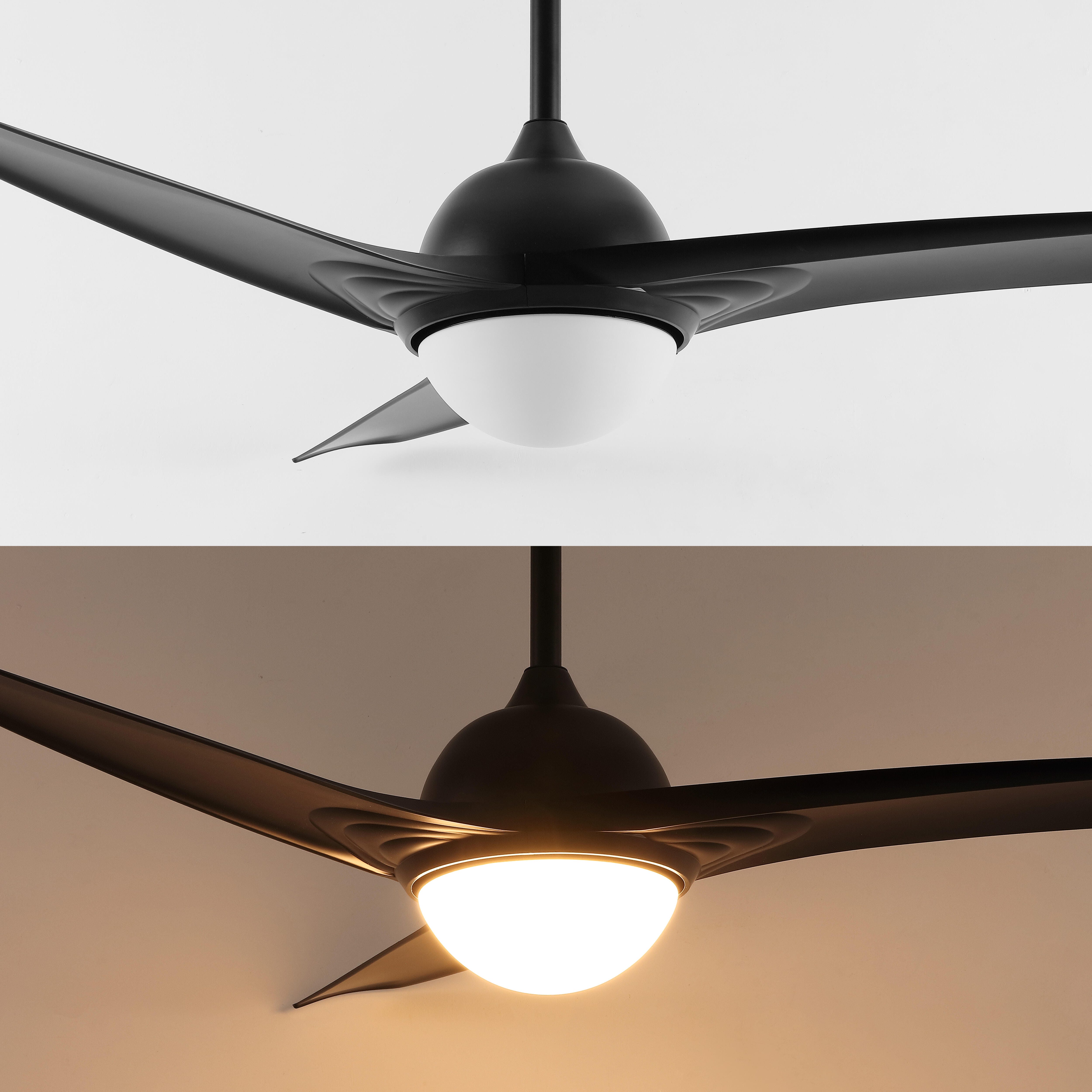 JONATHAN Y Sully 52" 1-Light Propeller Integrated LED Ceiling Fan, Black, large