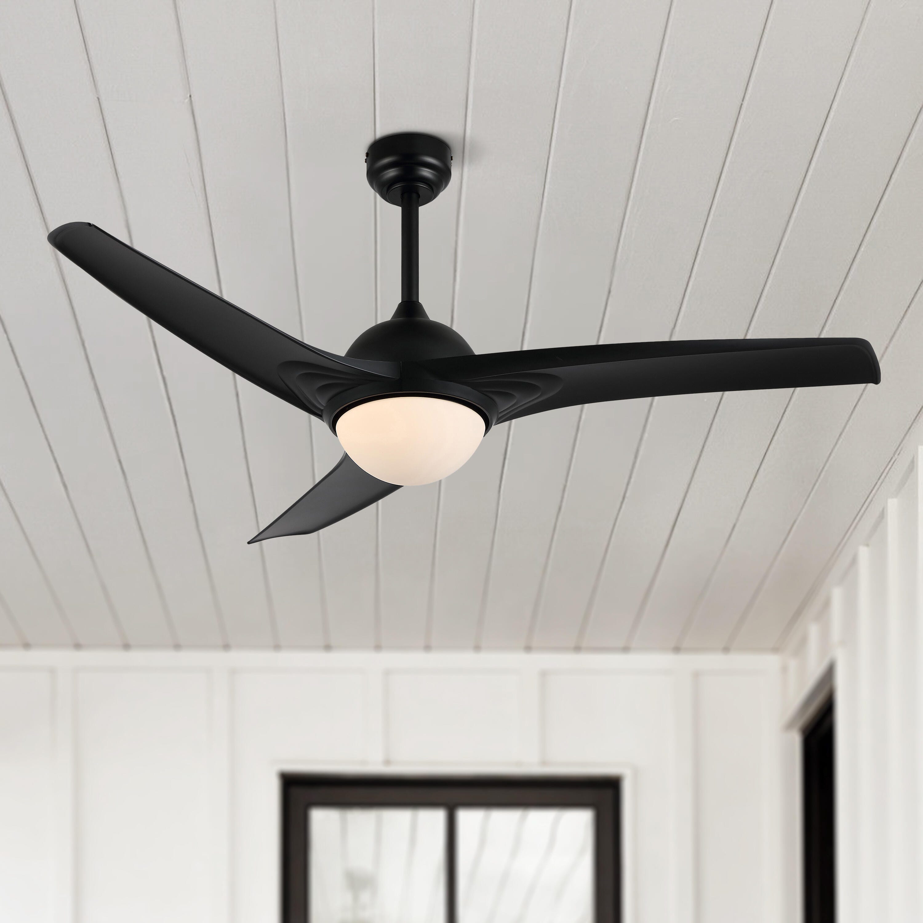 JONATHAN Y Sully 52" 1-Light Propeller Integrated LED Ceiling Fan, Black, large