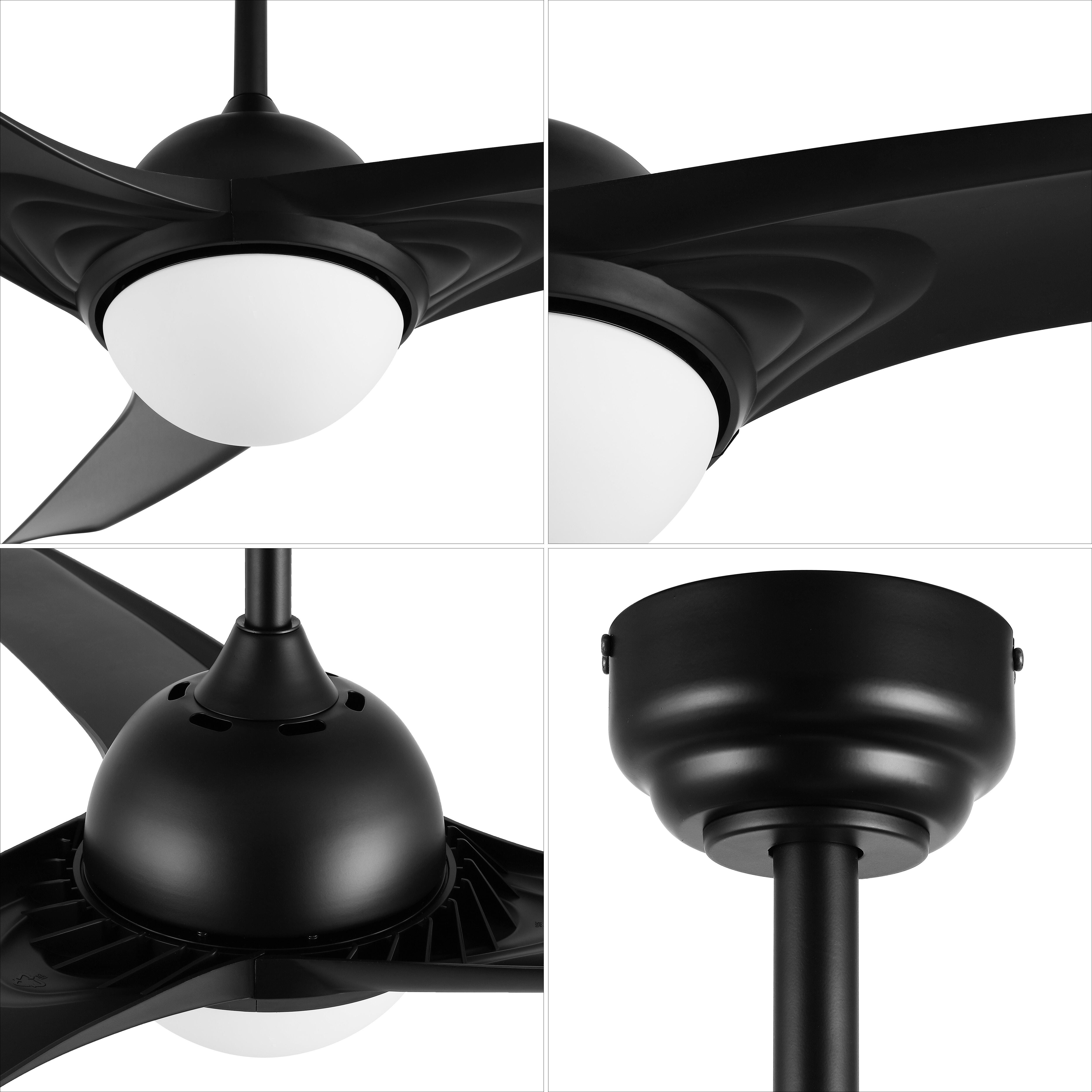 JONATHAN Y Sully 52" 1-Light Propeller Integrated LED Ceiling Fan, Black, large