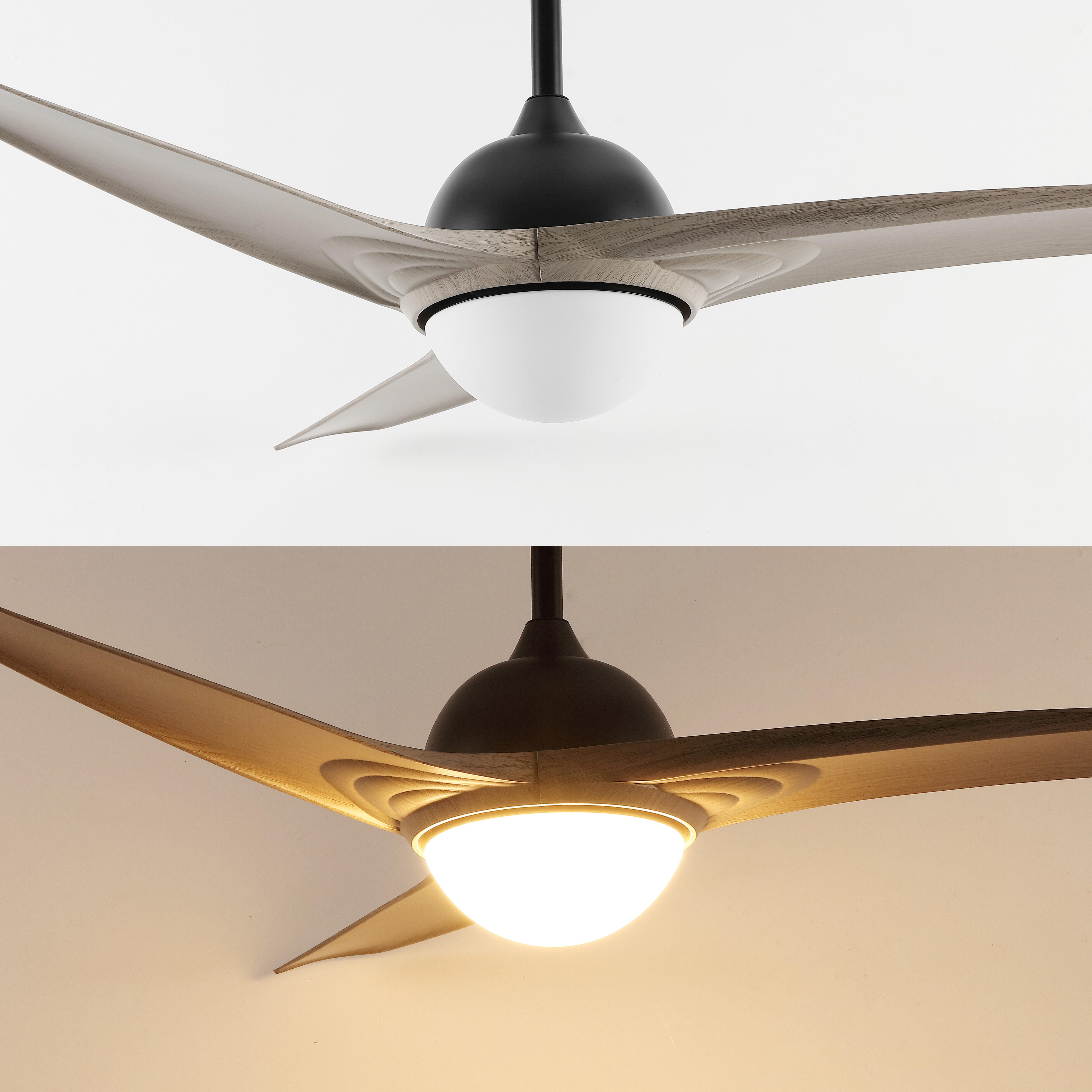 JONATHAN Y Sully 52" 1-Light Propeller Integrated LED Ceiling Fan, Black/Gray, large