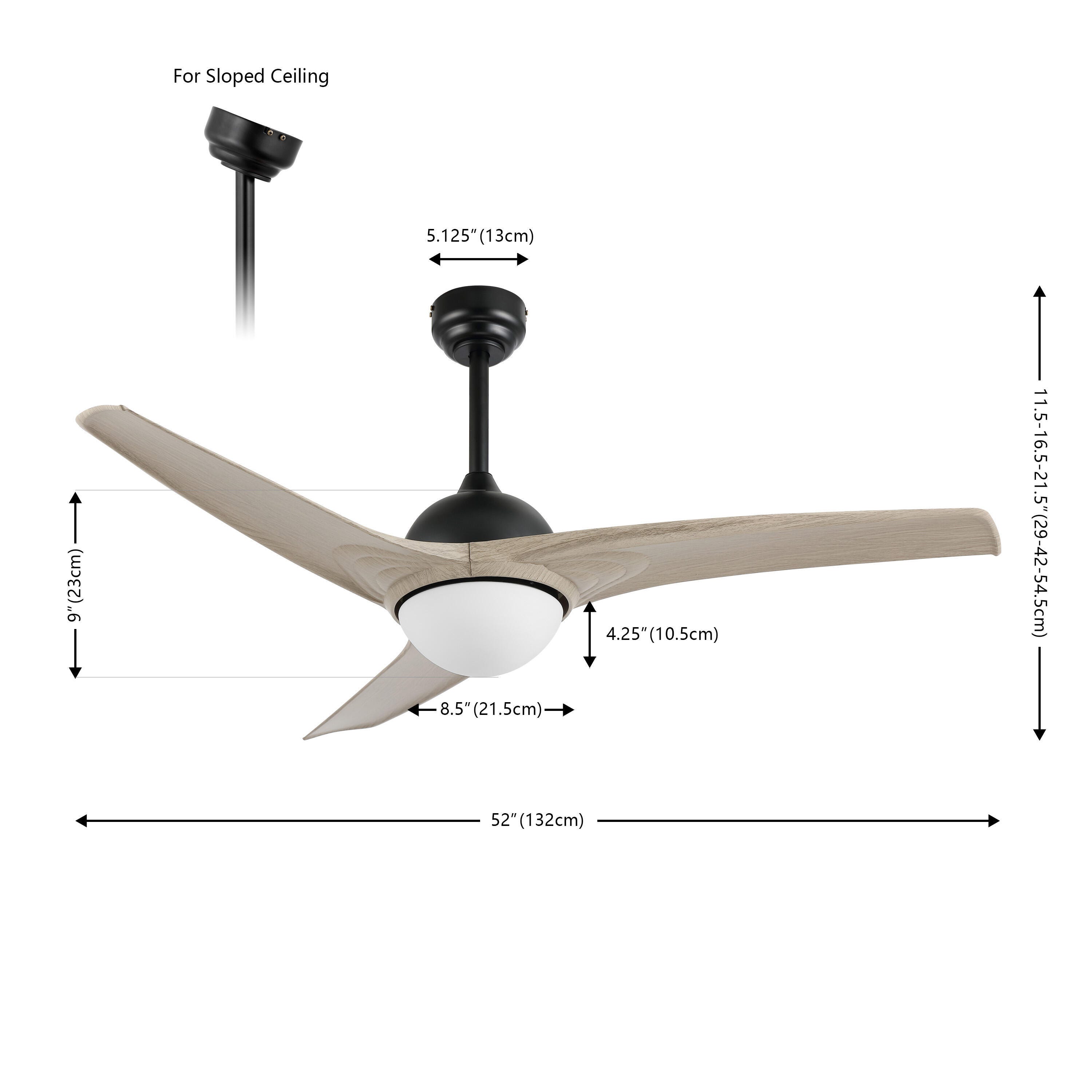 JONATHAN Y Sully 52" 1-Light Propeller Integrated LED Ceiling Fan, Black/Gray, large