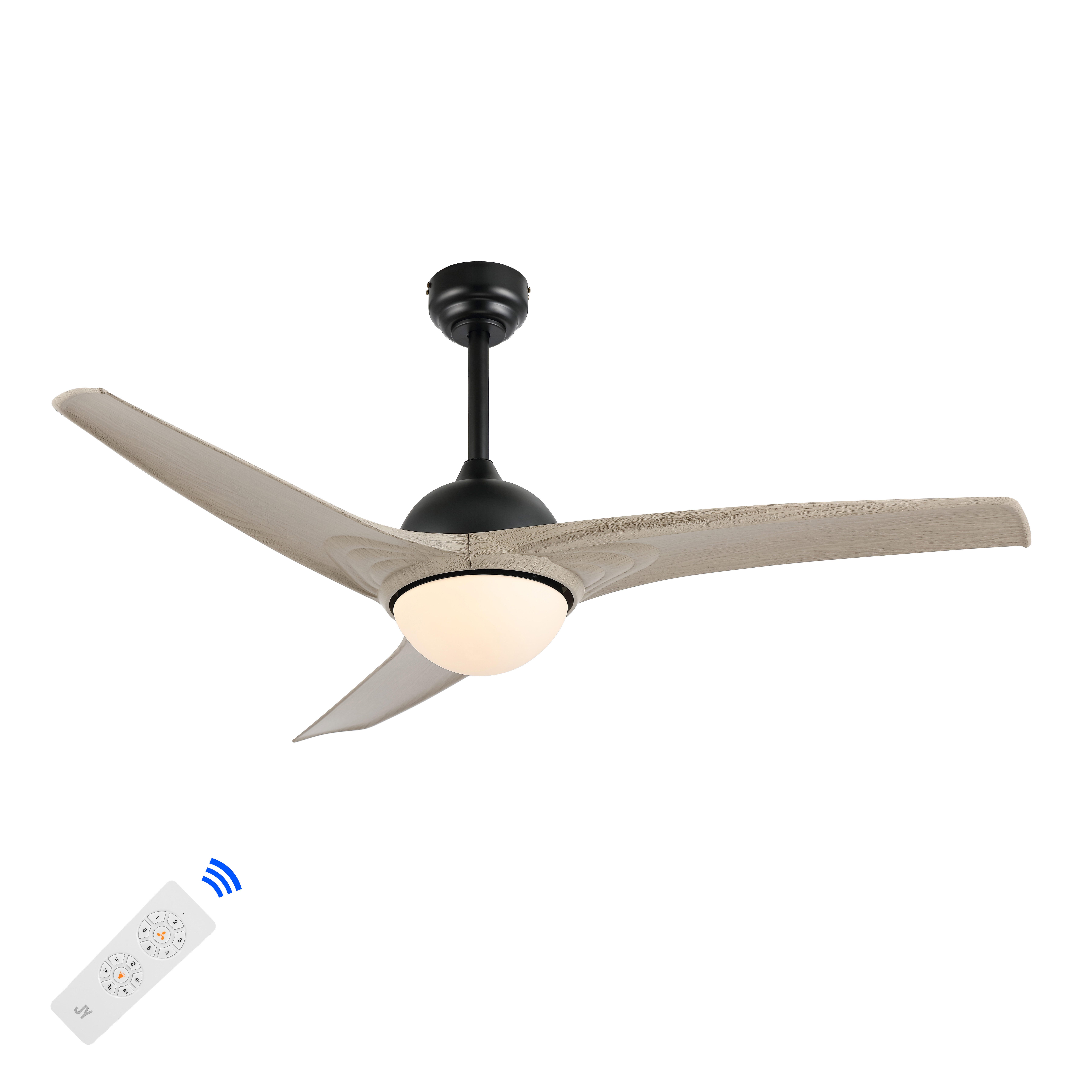 JONATHAN Y Sully 52" 1-Light Propeller Integrated LED Ceiling Fan, Black/Gray, large