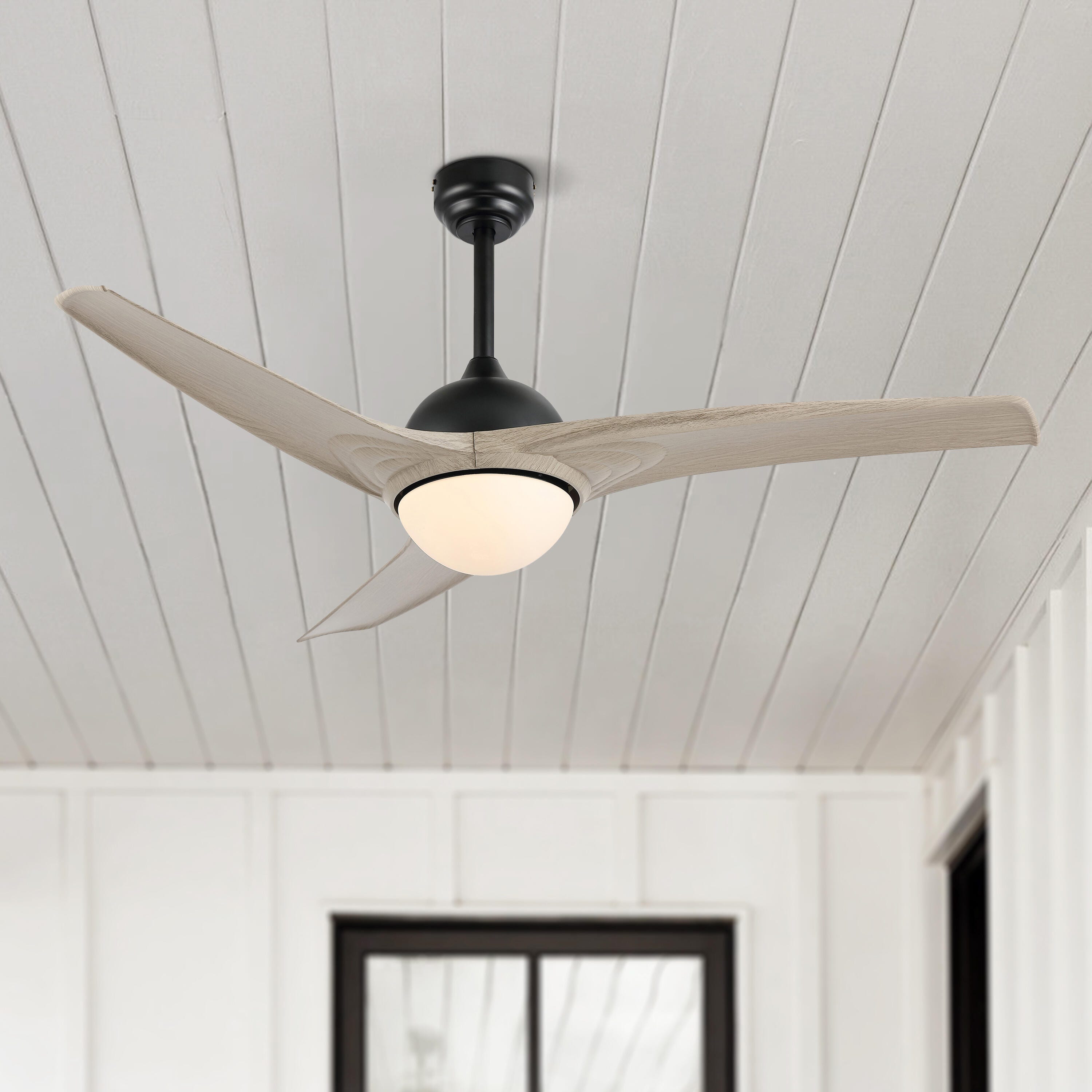JONATHAN Y Sully 52" 1-Light Propeller Integrated LED Ceiling Fan, Black/Gray, large