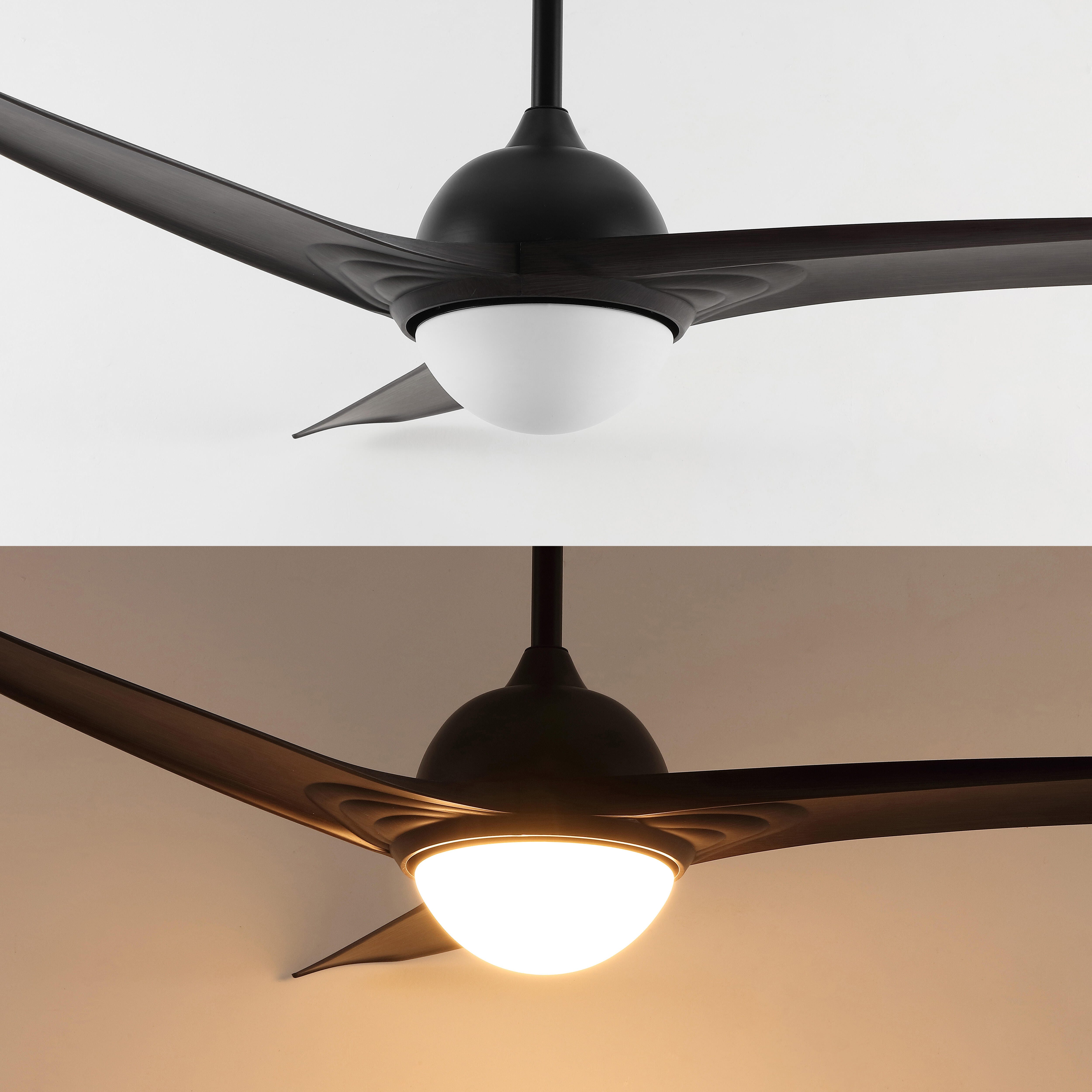 JONATHAN Y Sully 52" 1-Light Propeller Integrated LED Ceiling Fan, Black/Dark Brown, large