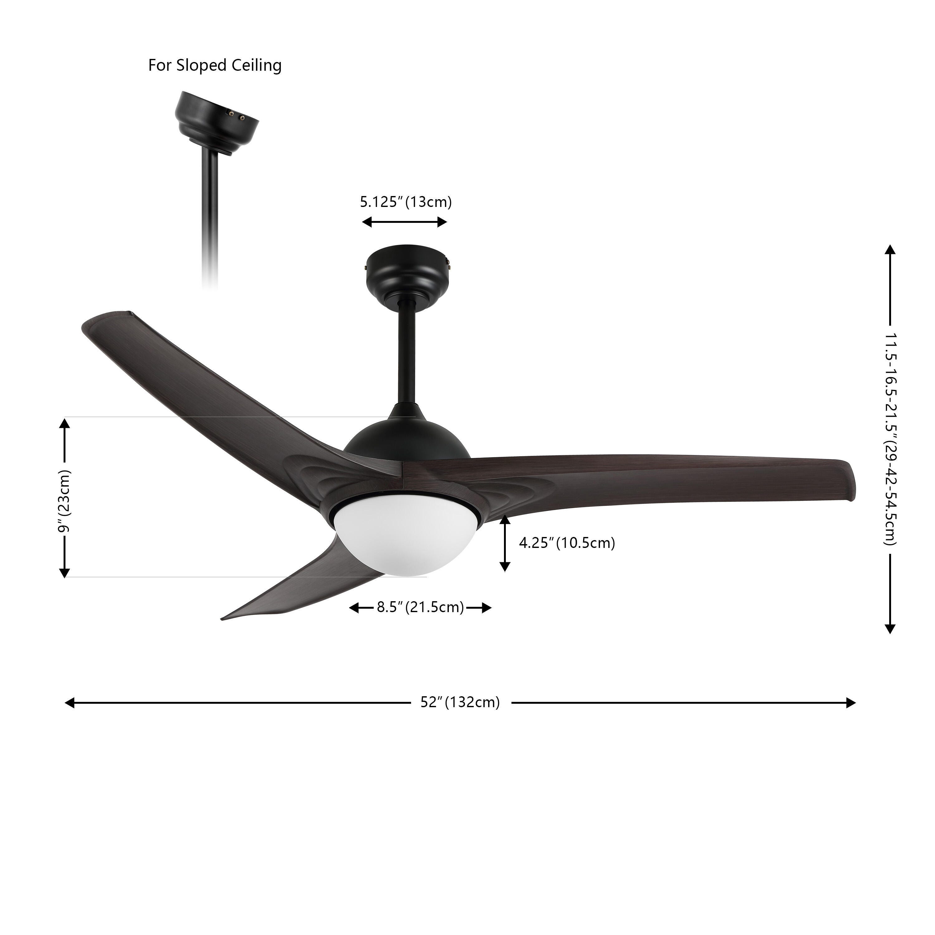 JONATHAN Y Sully 52" 1-Light Propeller Integrated LED Ceiling Fan, Black/Dark Brown, large