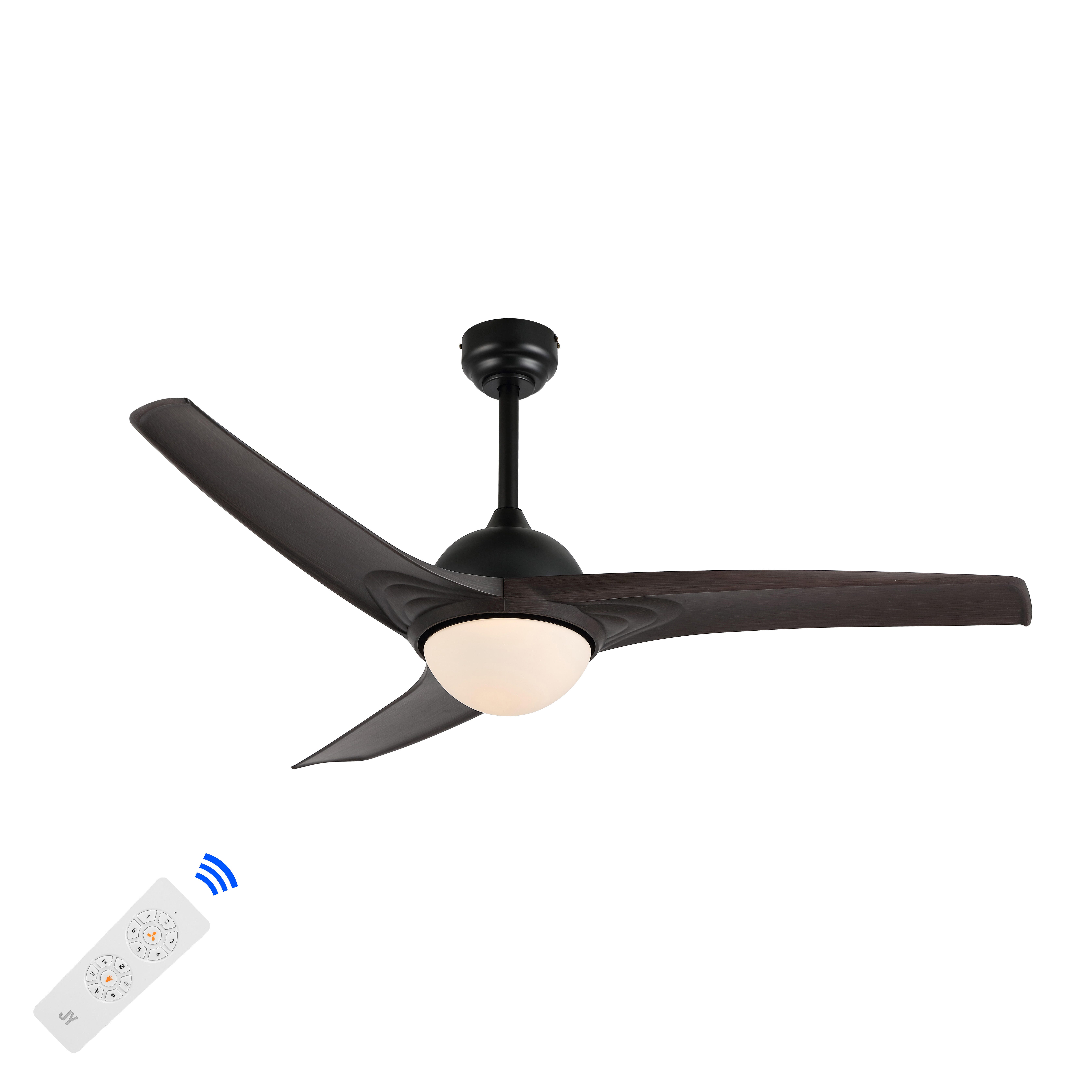 JONATHAN Y Sully 52" 1-Light Propeller Integrated LED Ceiling Fan, Black/Dark Brown, large