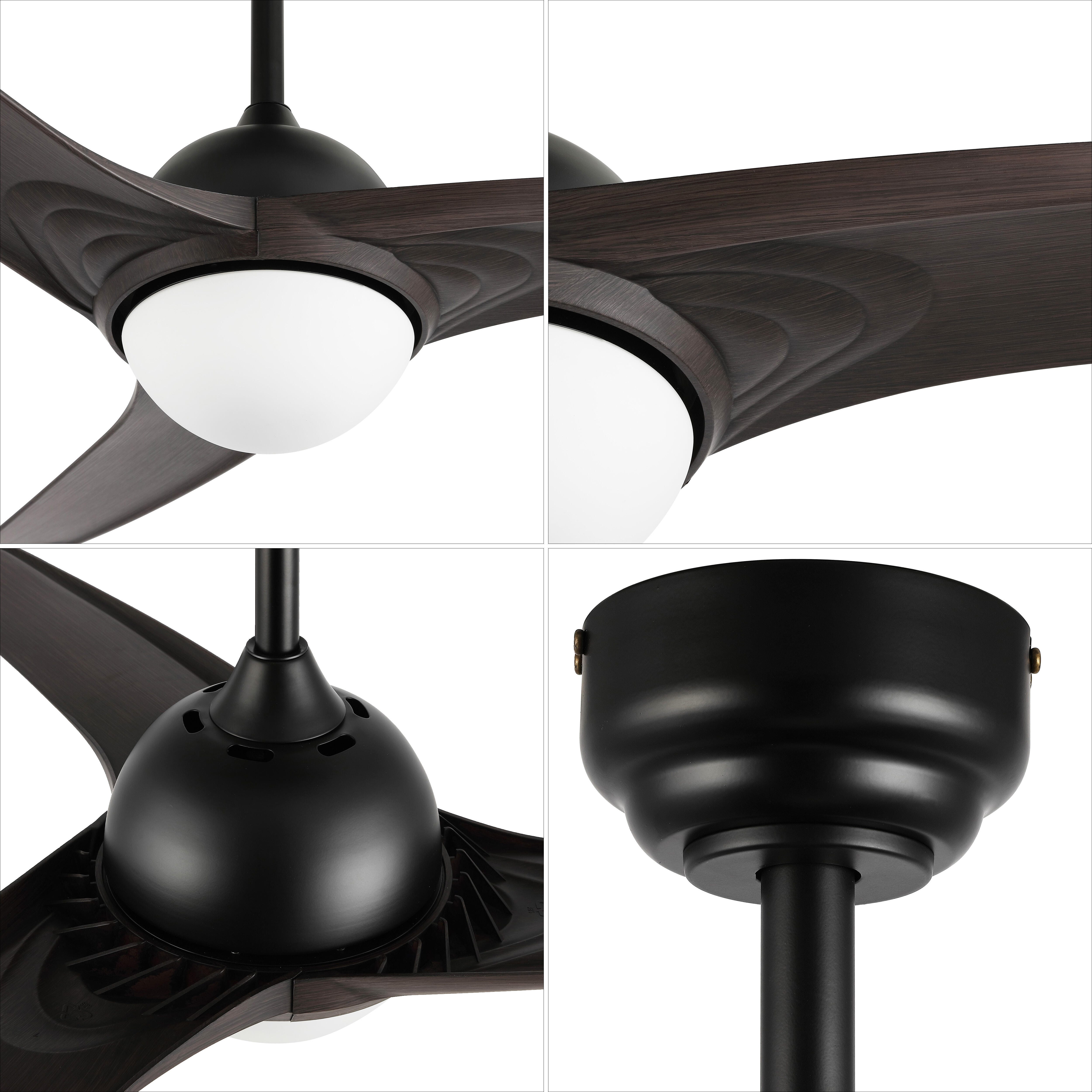 JONATHAN Y Sully 52" 1-Light Propeller Integrated LED Ceiling Fan, Black/Dark Brown, large