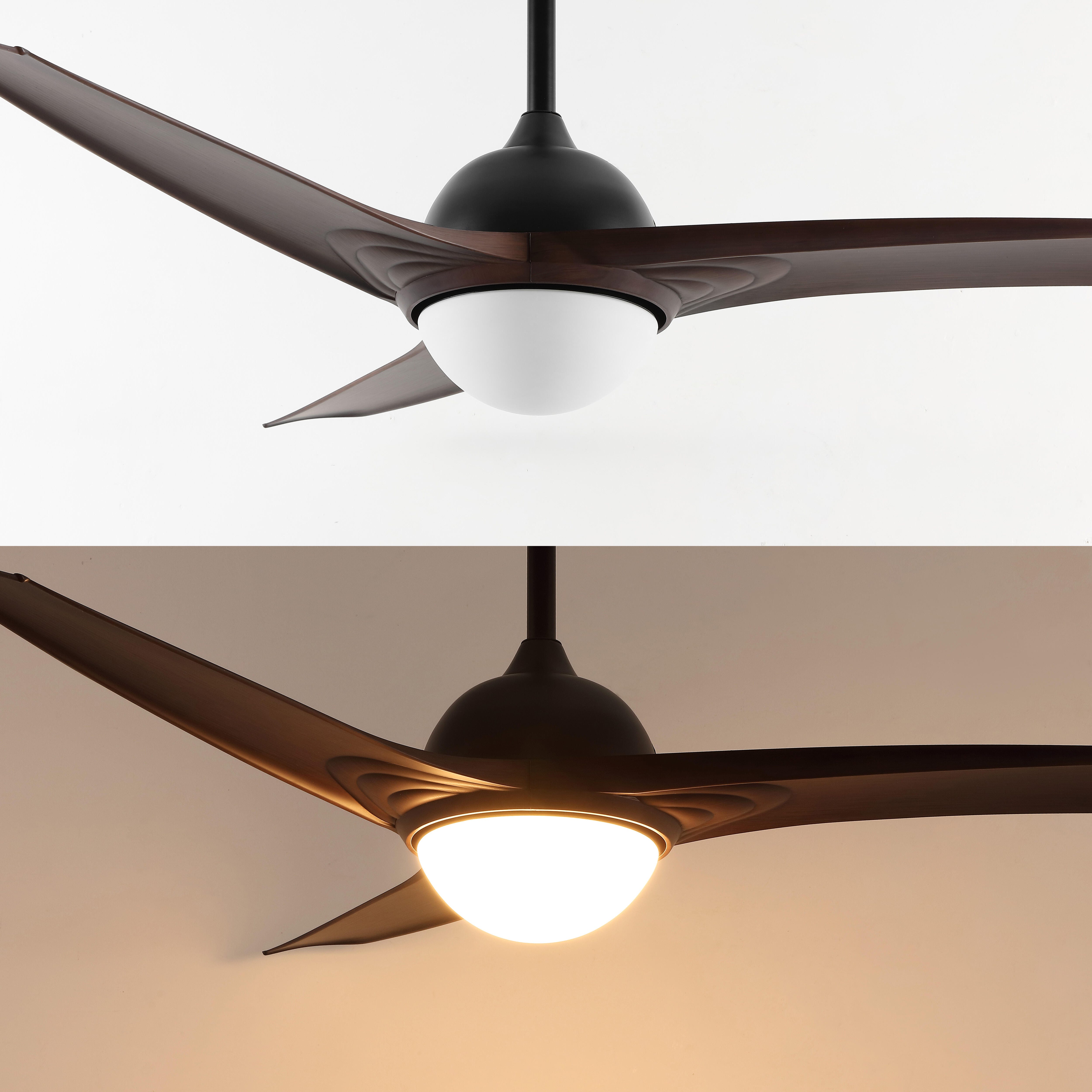 JONATHAN Y Sully 52" 1-Light Propeller Integrated LED Ceiling Fan, Black/Neutral Brown, large