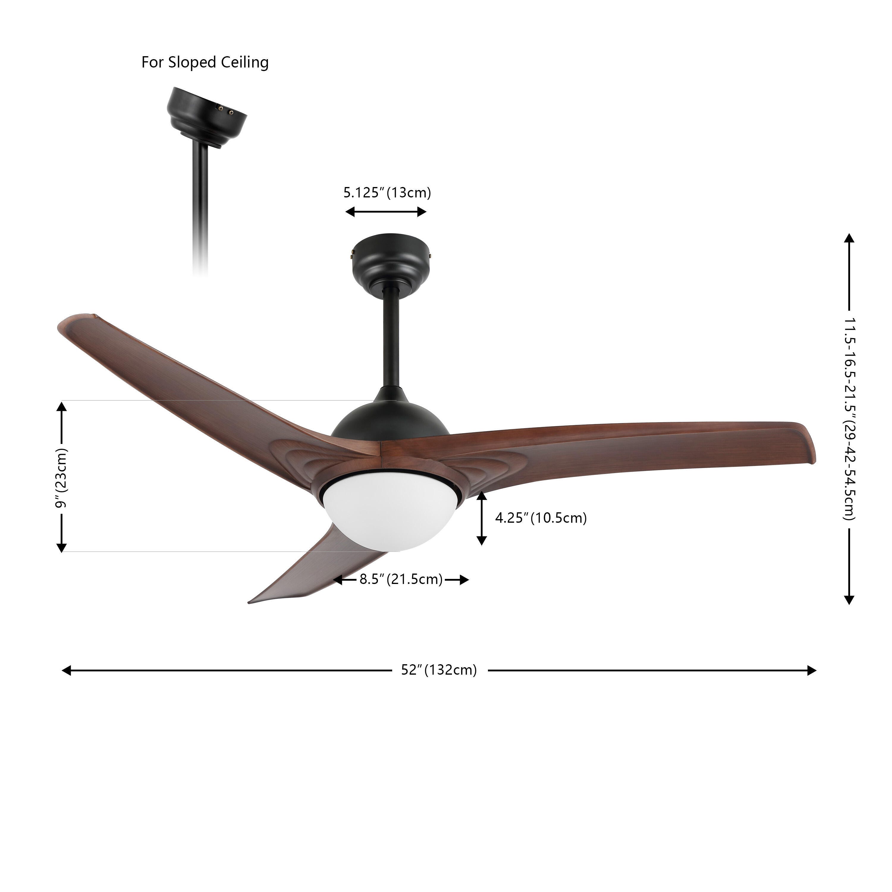 JONATHAN Y Sully 52" 1-Light Propeller Integrated LED Ceiling Fan, Black/Neutral Brown, large