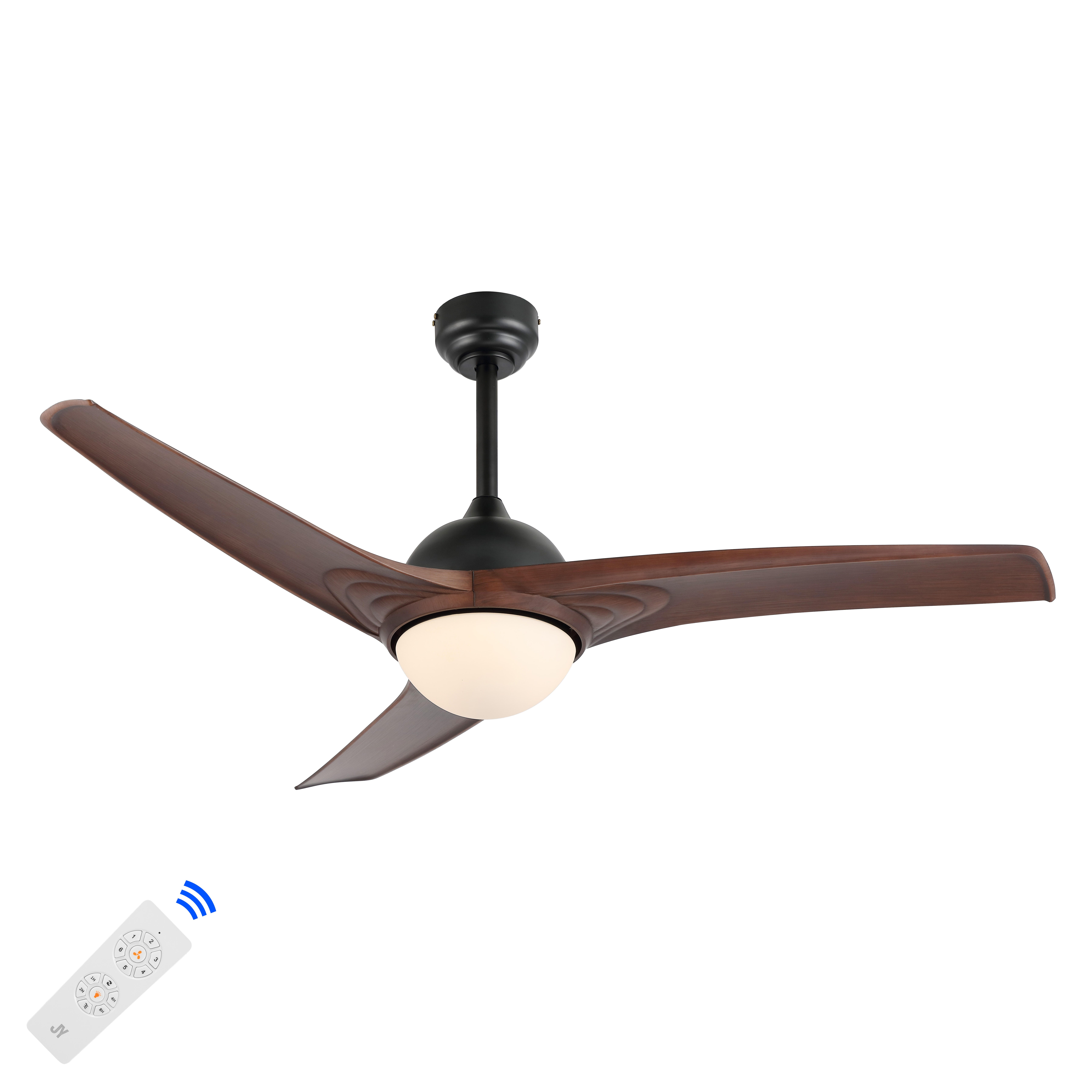 JONATHAN Y Sully 52" 1-Light Propeller Integrated LED Ceiling Fan, Black/Neutral Brown, large