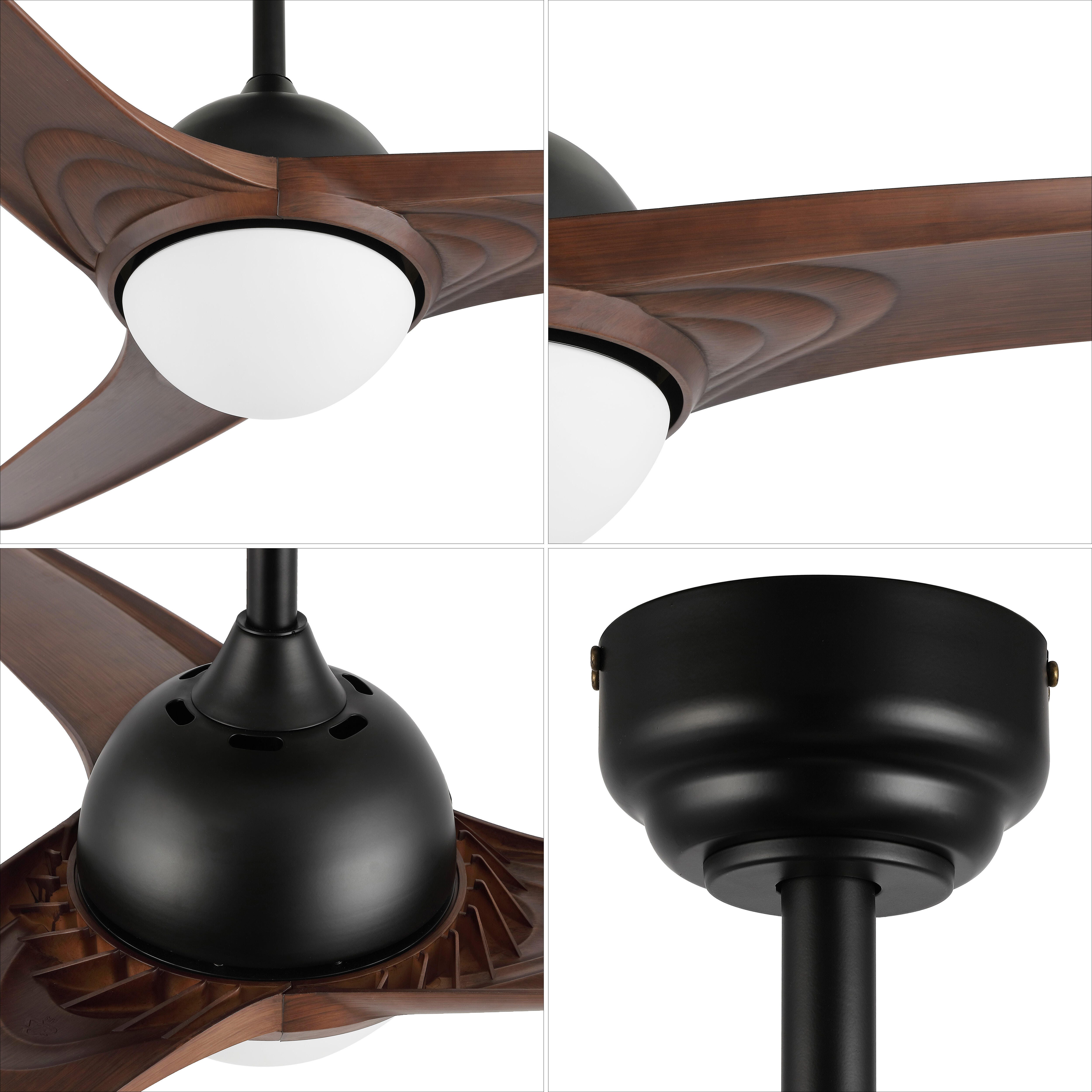 JONATHAN Y Sully 52" 1-Light Propeller Integrated LED Ceiling Fan, Black/Neutral Brown, large