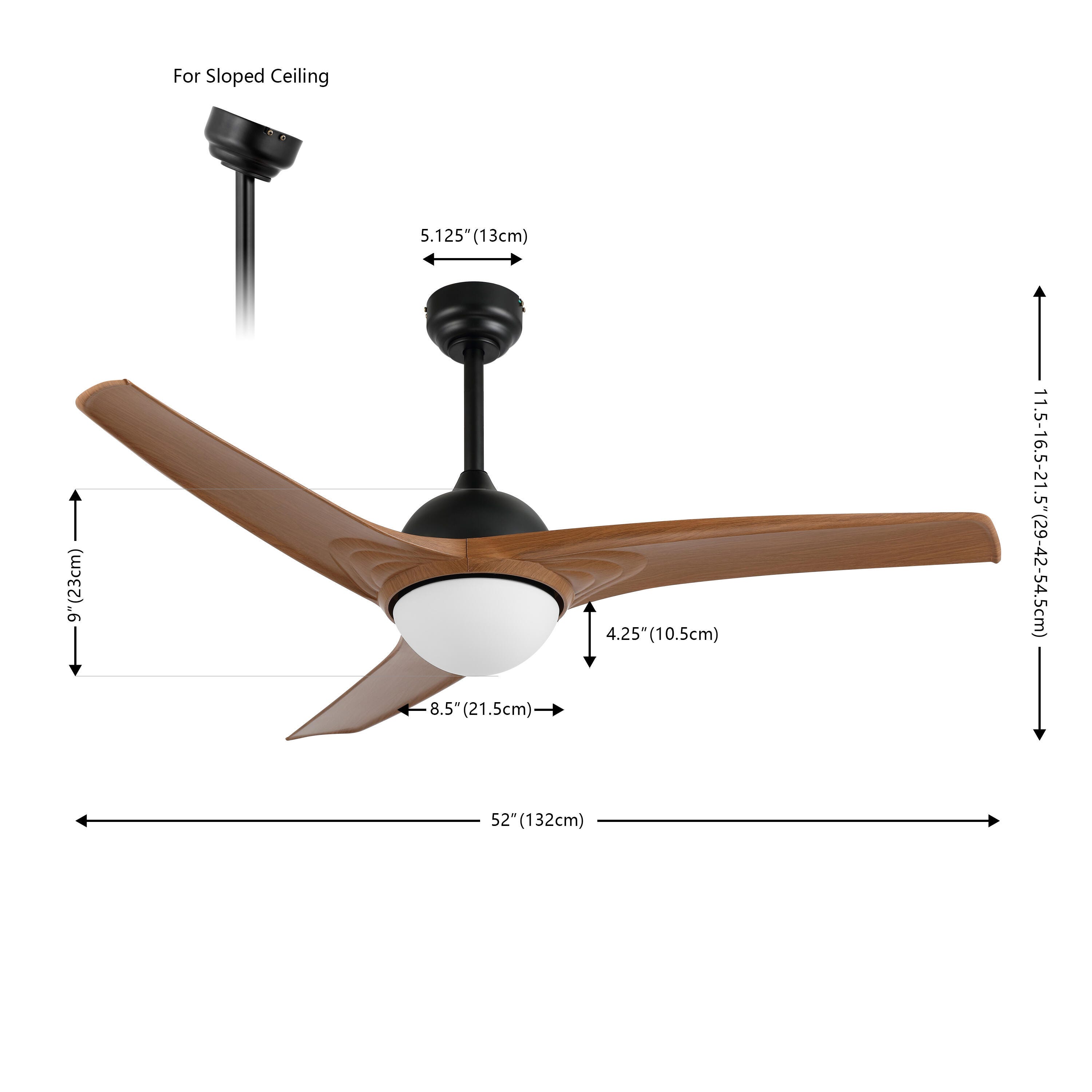 JONATHAN Y Sully 52" 1-Light Propeller Integrated LED Ceiling Fan, Black/Light Brown, large