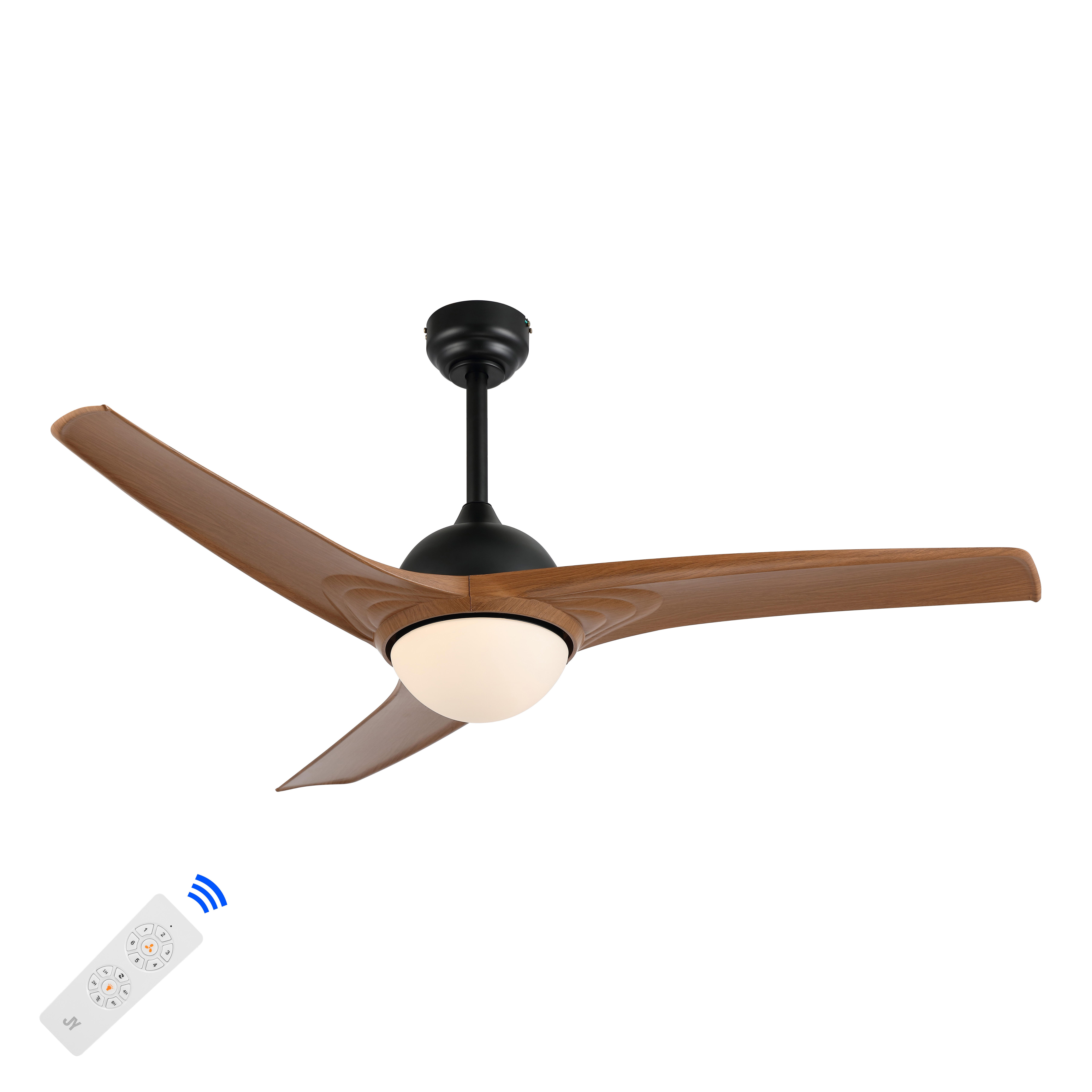 JONATHAN Y Sully 52" 1-Light Propeller Integrated LED Ceiling Fan, Black/Light Brown, large