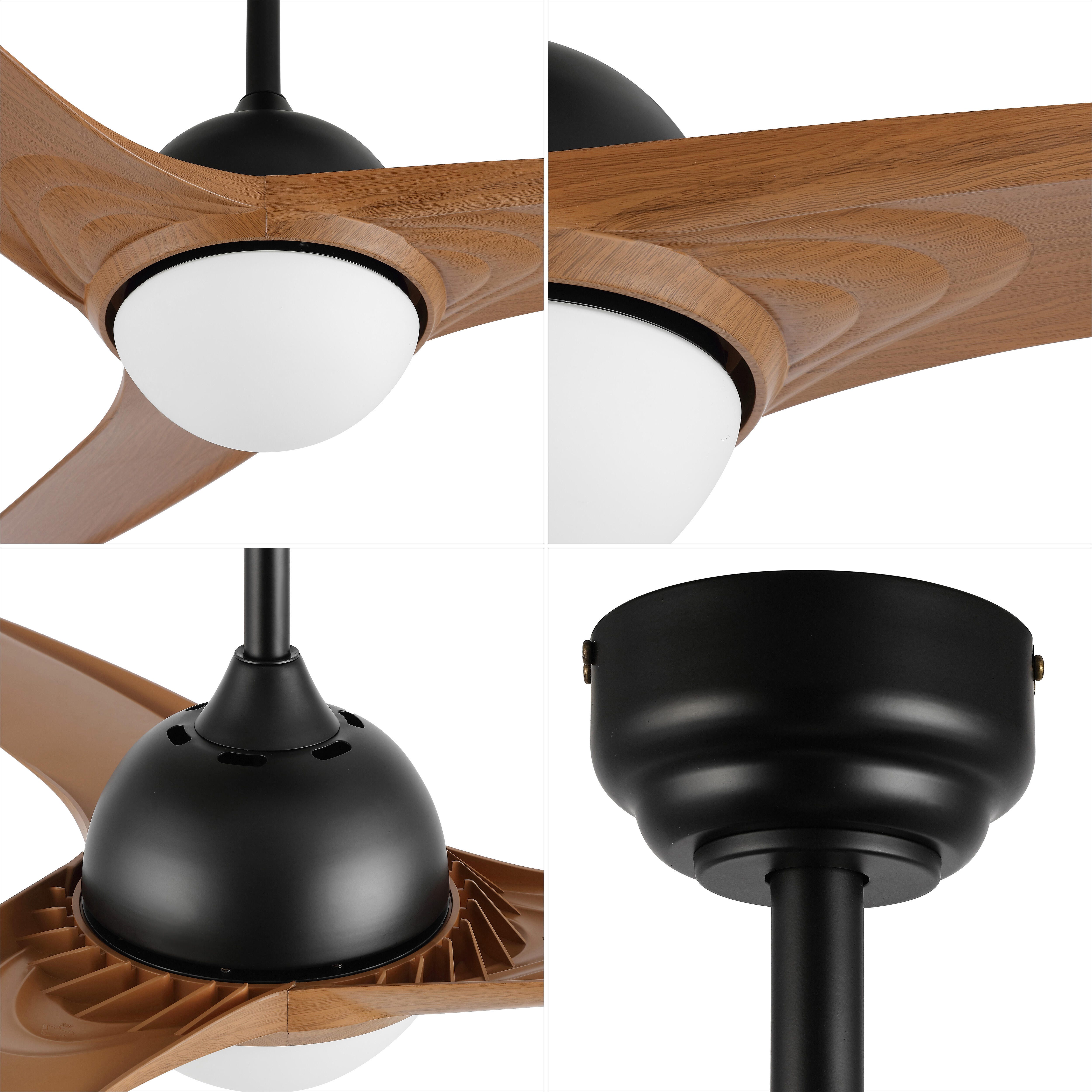 JONATHAN Y Sully 52" 1-Light Propeller Integrated LED Ceiling Fan, Black/Light Brown, large