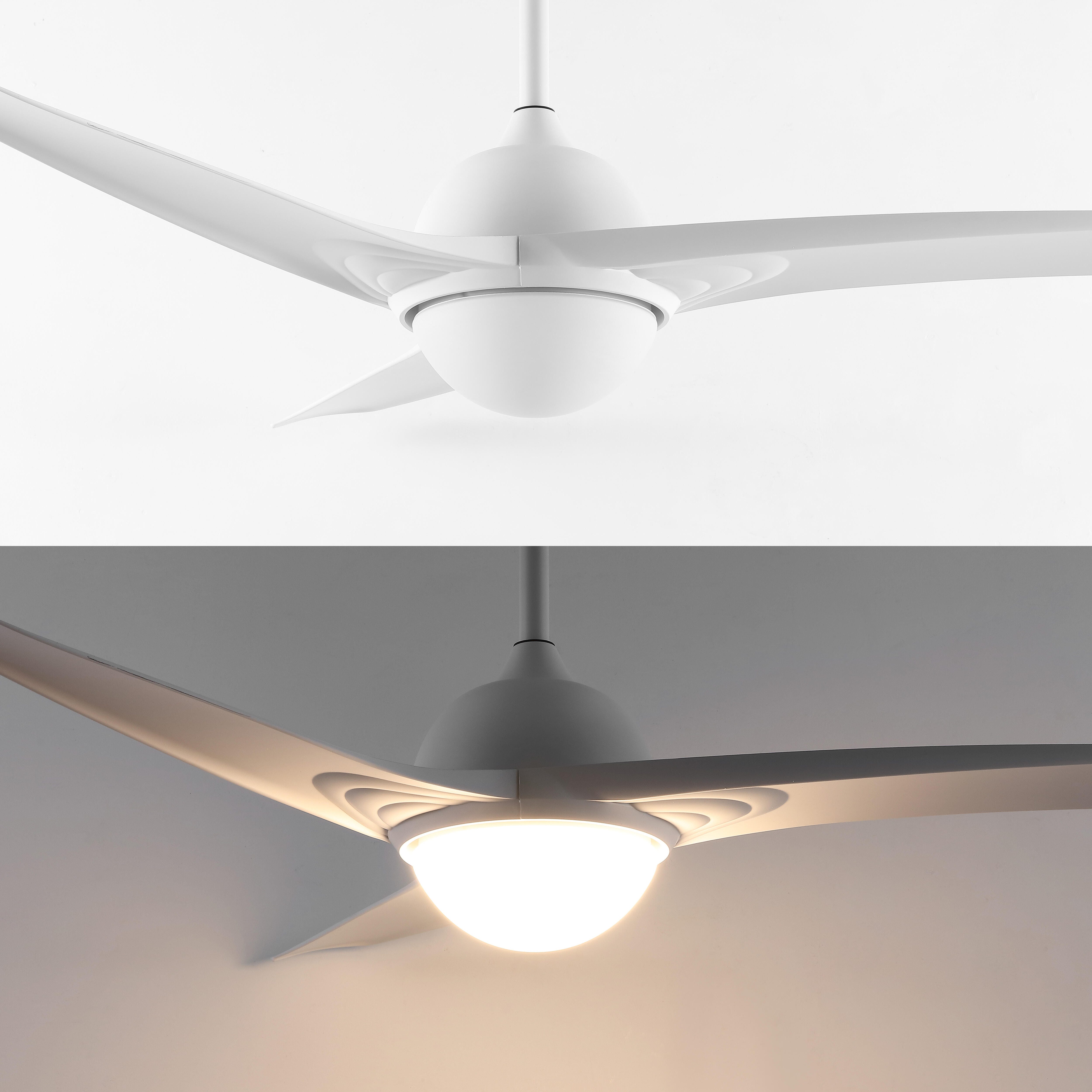 JONATHAN Y Sully 52" 1-Light Propeller Integrated LED Ceiling Fan, White, large