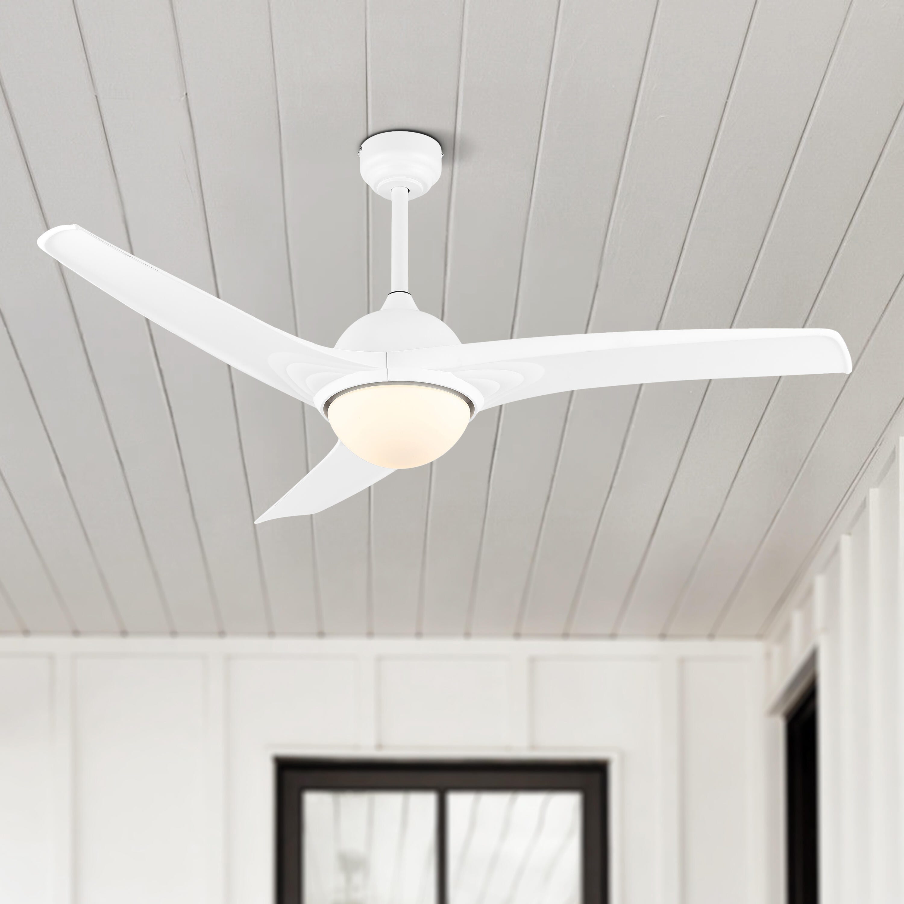 JONATHAN Y Sully 52" 1-Light Propeller Integrated LED Ceiling Fan, White, large