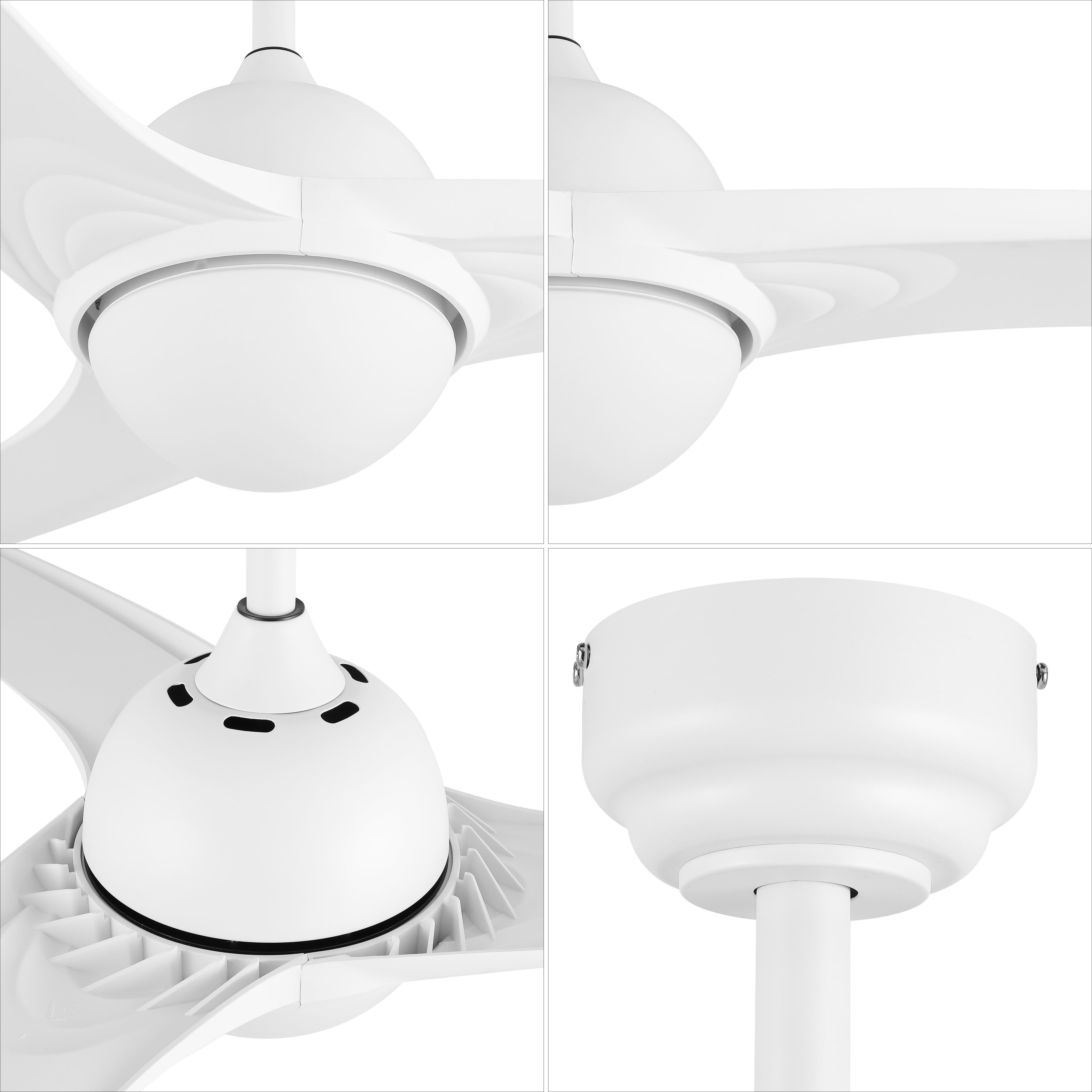 JONATHAN Y Sully 52" 1-Light Propeller Integrated LED Ceiling Fan, White, large