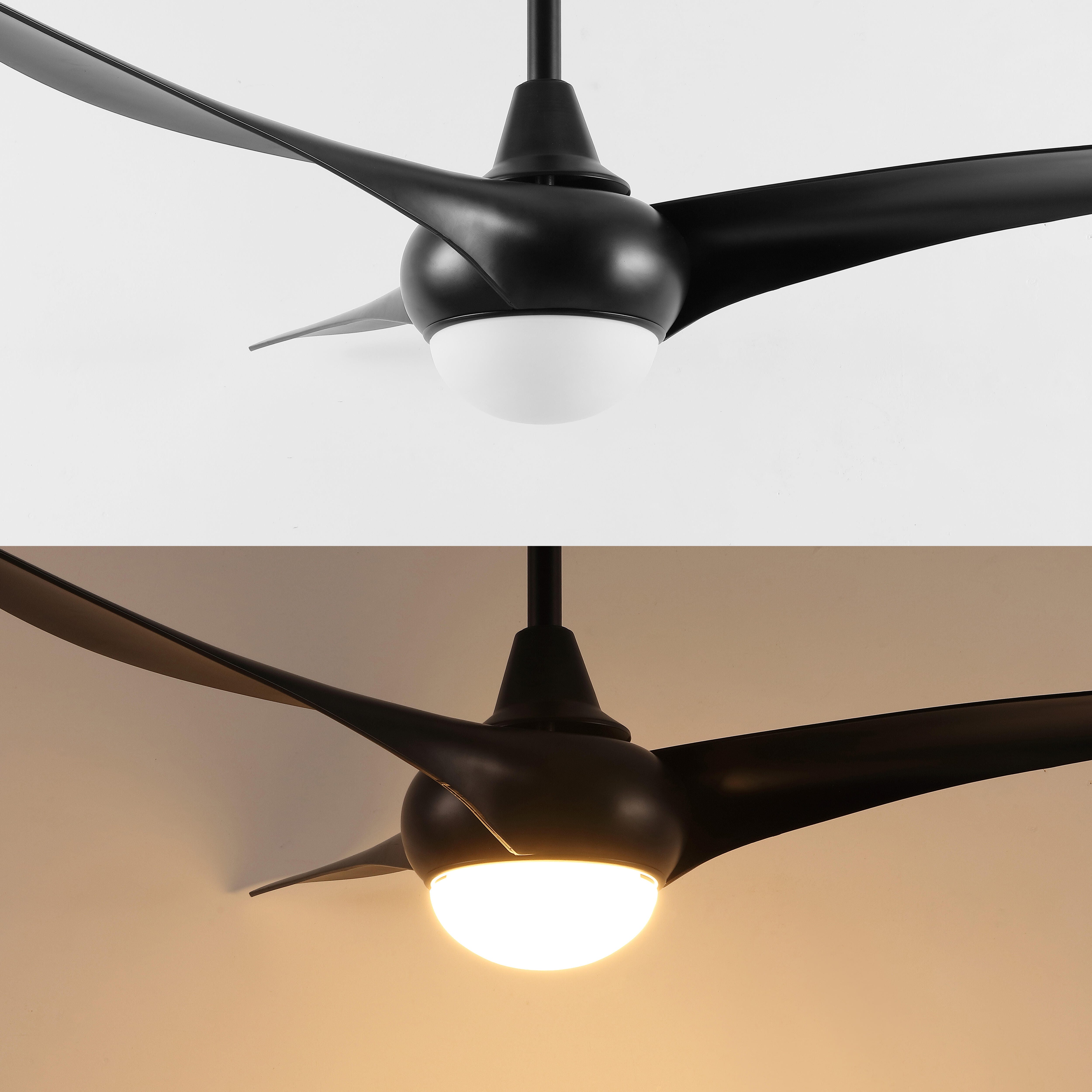 JONATHAN Y Aviator 52" 1-Light Retro Swirl Integrated LED Ceiling Fan, Black, large