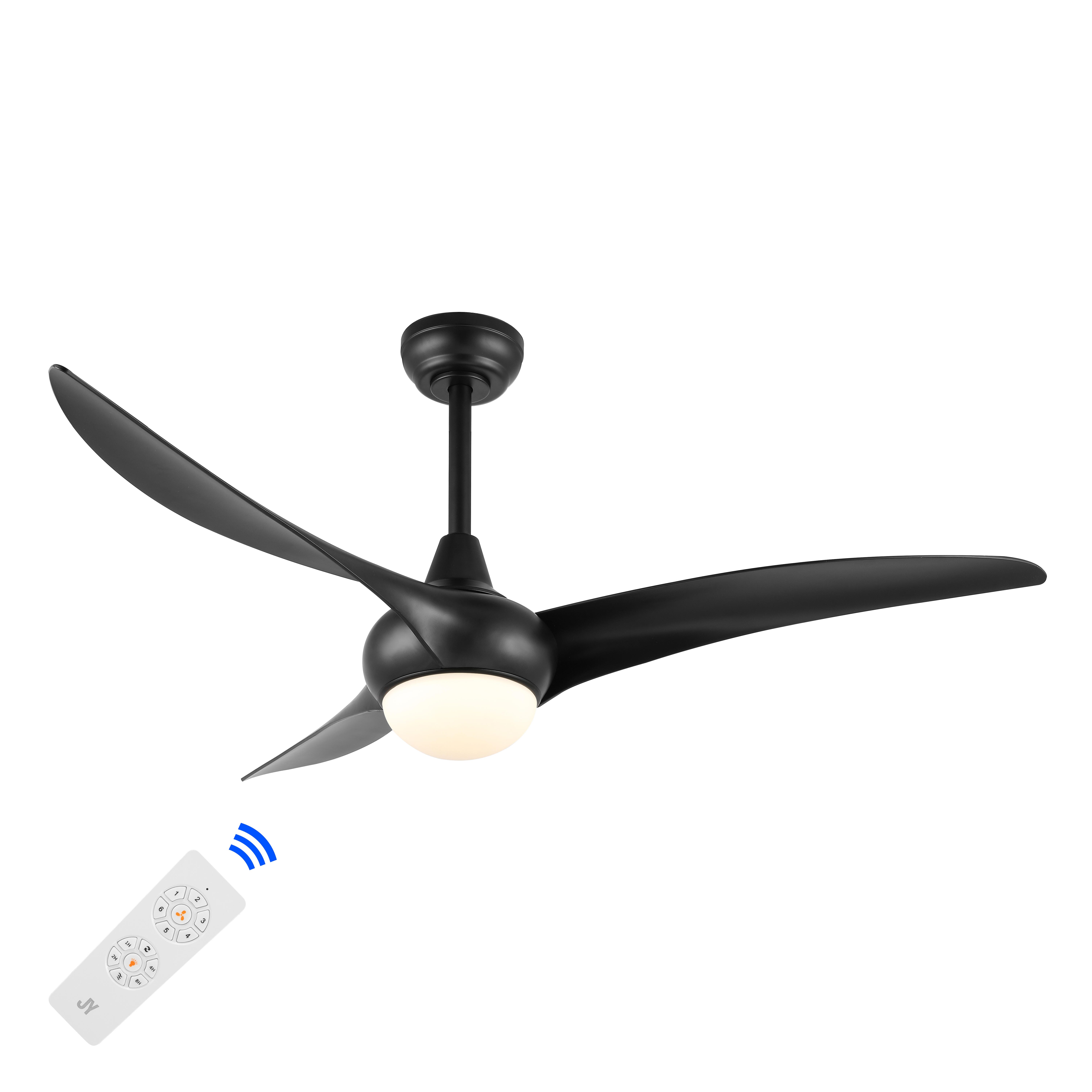 JONATHAN Y Aviator 52" 1-Light Retro Swirl Integrated LED Ceiling Fan, Black, large