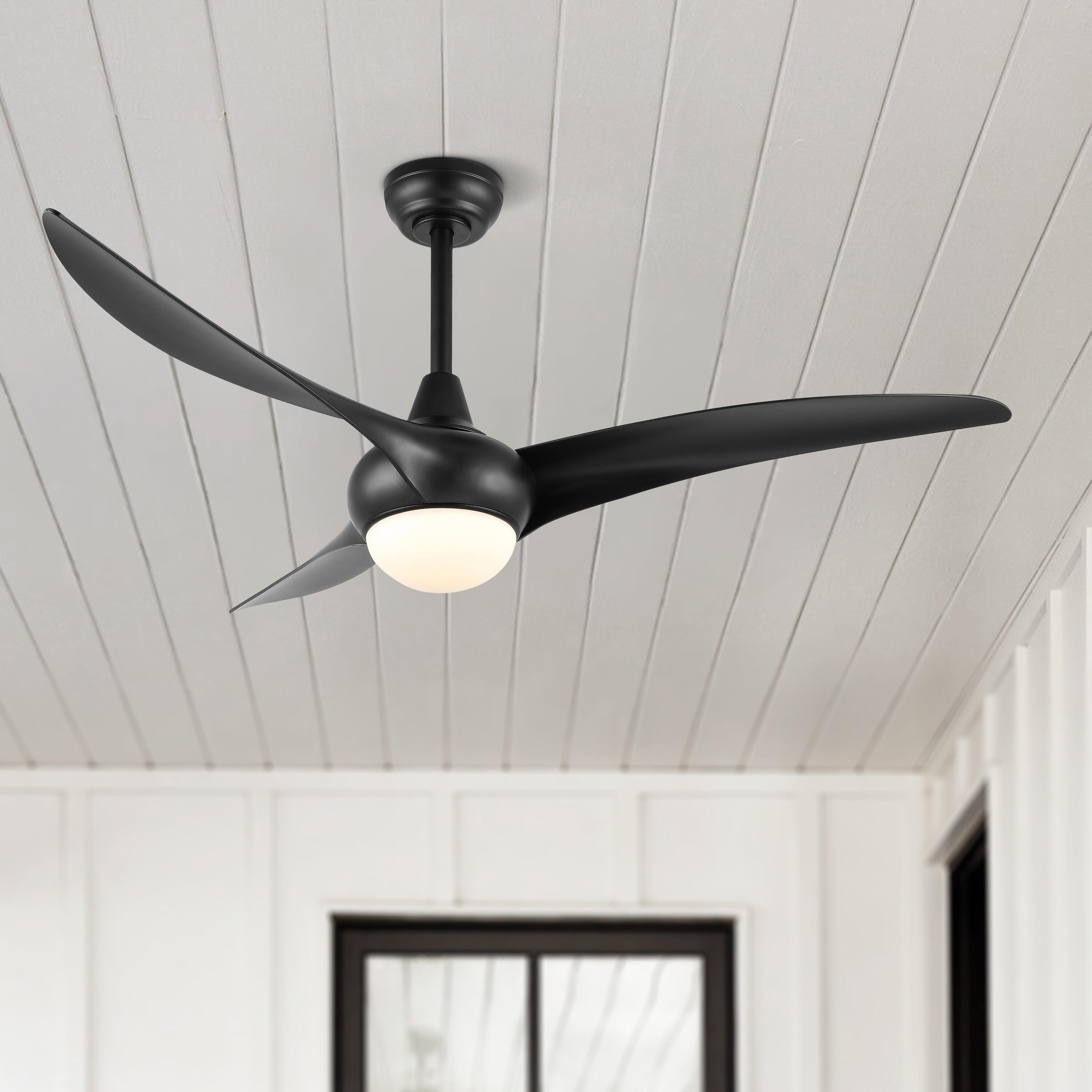 JONATHAN Y Aviator 52" 1-Light Retro Swirl Integrated LED Ceiling Fan, Black, large