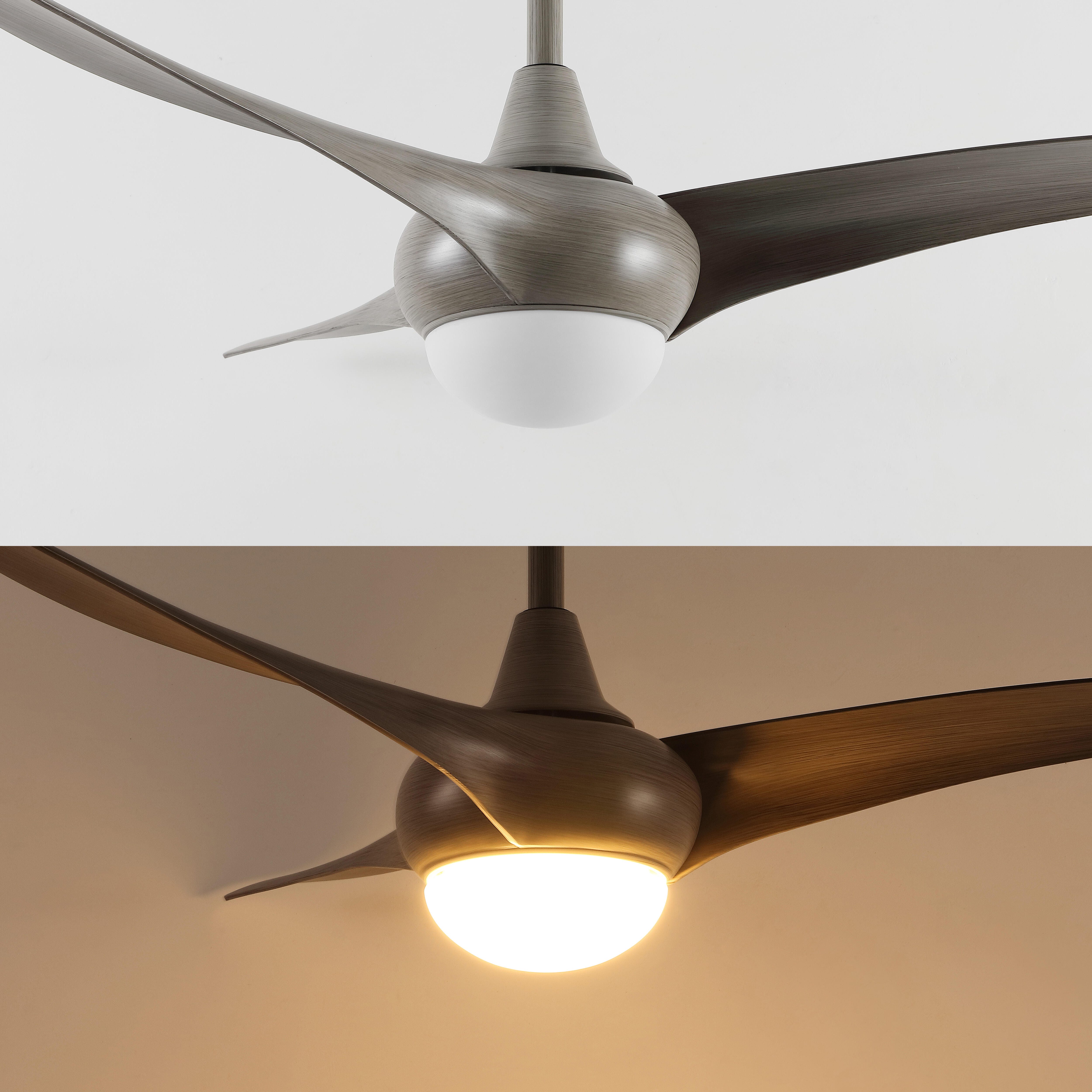 JONATHAN Y Aviator 52" 1-Light Retro Swirl Integrated LED Ceiling Fan, Gray, large