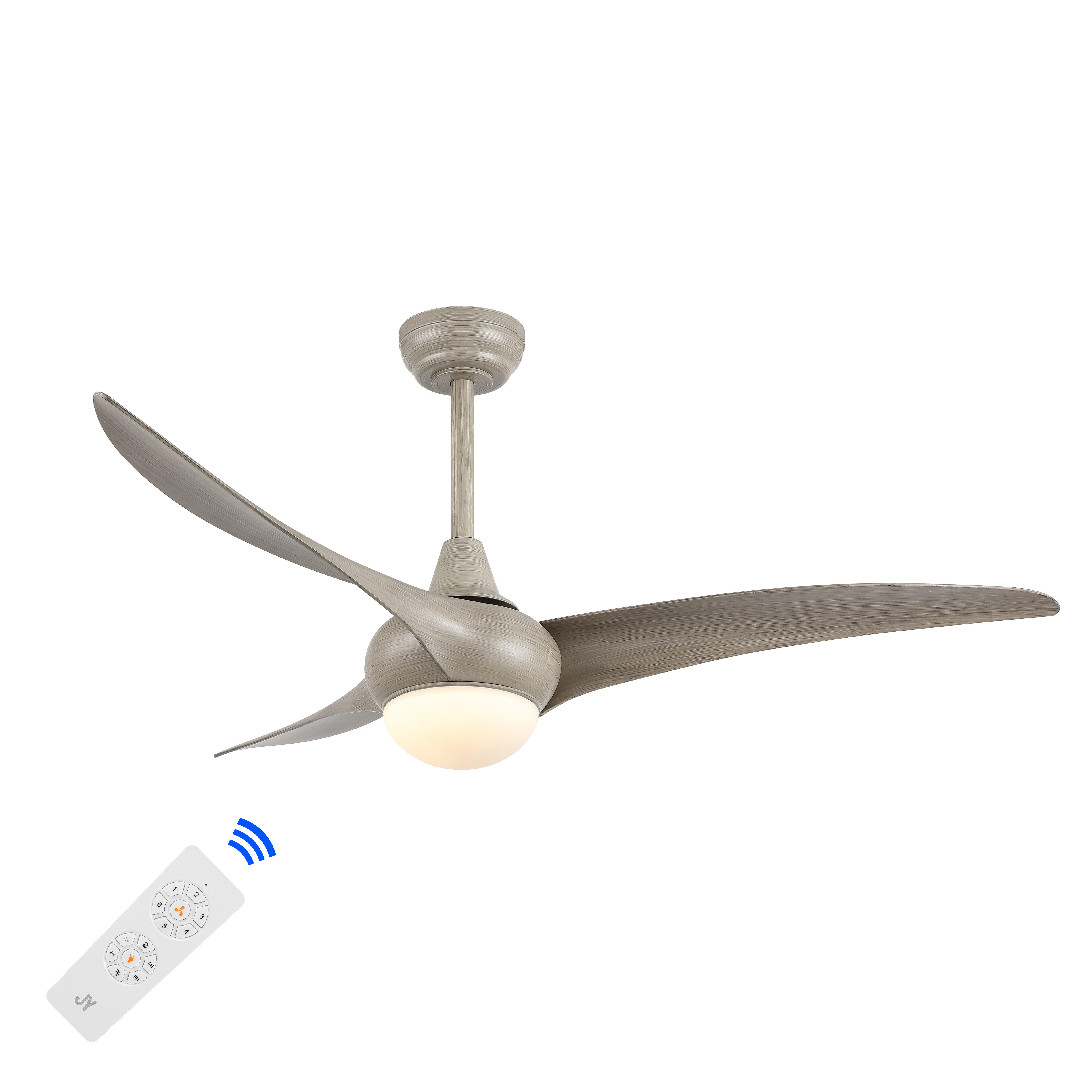 JONATHAN Y Aviator 52" 1-Light Retro Swirl Integrated LED Ceiling Fan, Gray, large