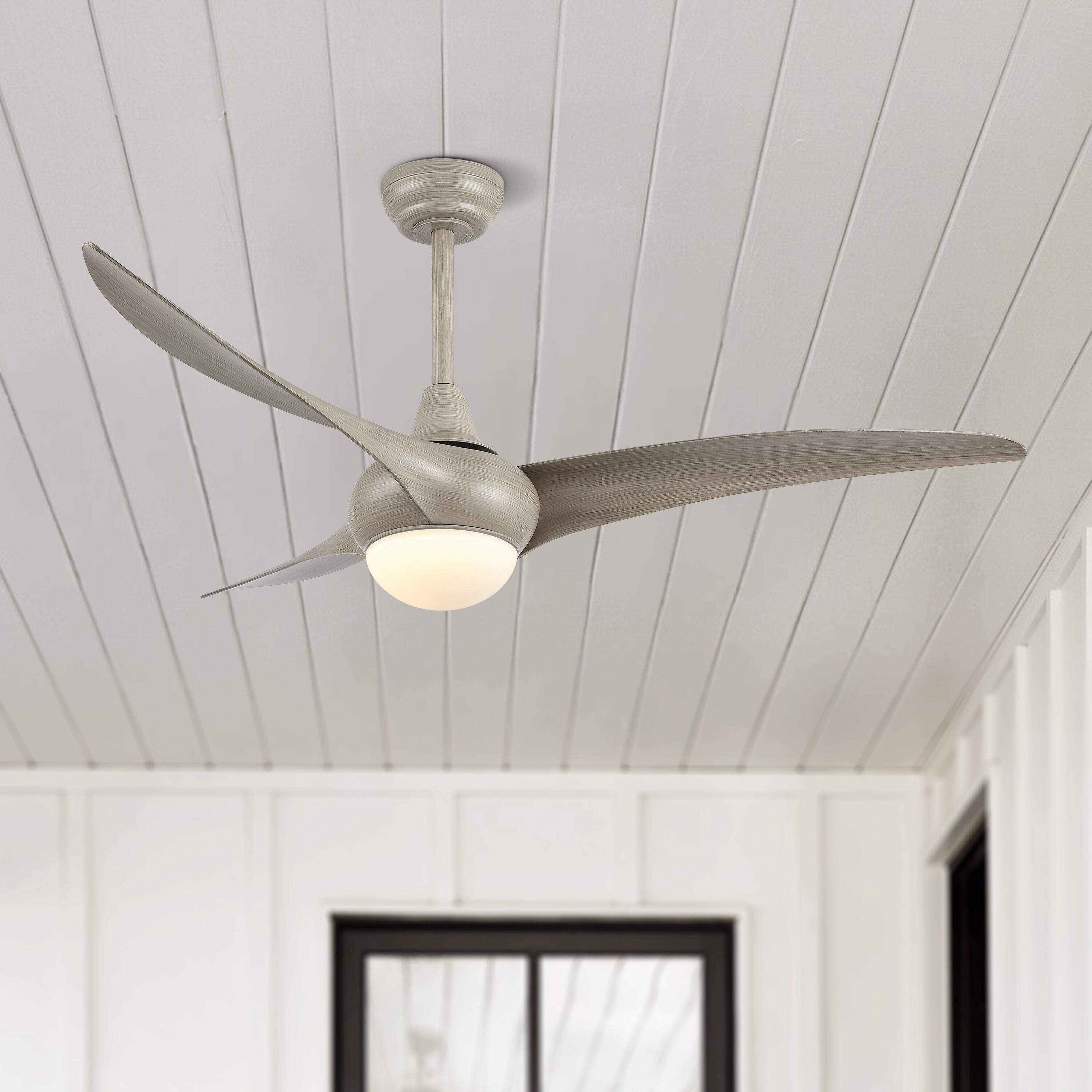 JONATHAN Y Aviator 52" 1-Light Retro Swirl Integrated LED Ceiling Fan, Gray, large