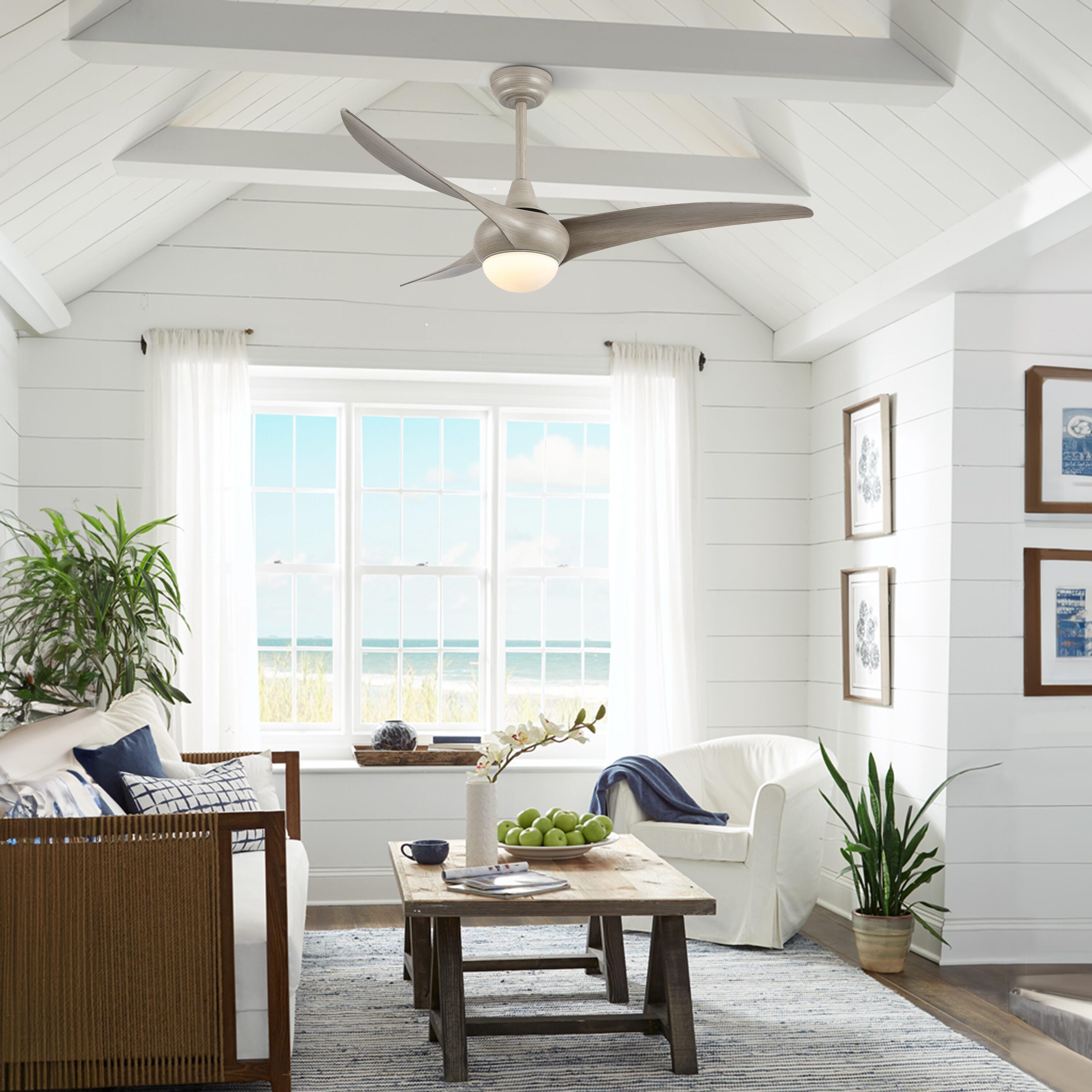 JONATHAN Y Aviator 52" 1-Light Retro Swirl Integrated LED Ceiling Fan, Gray, large