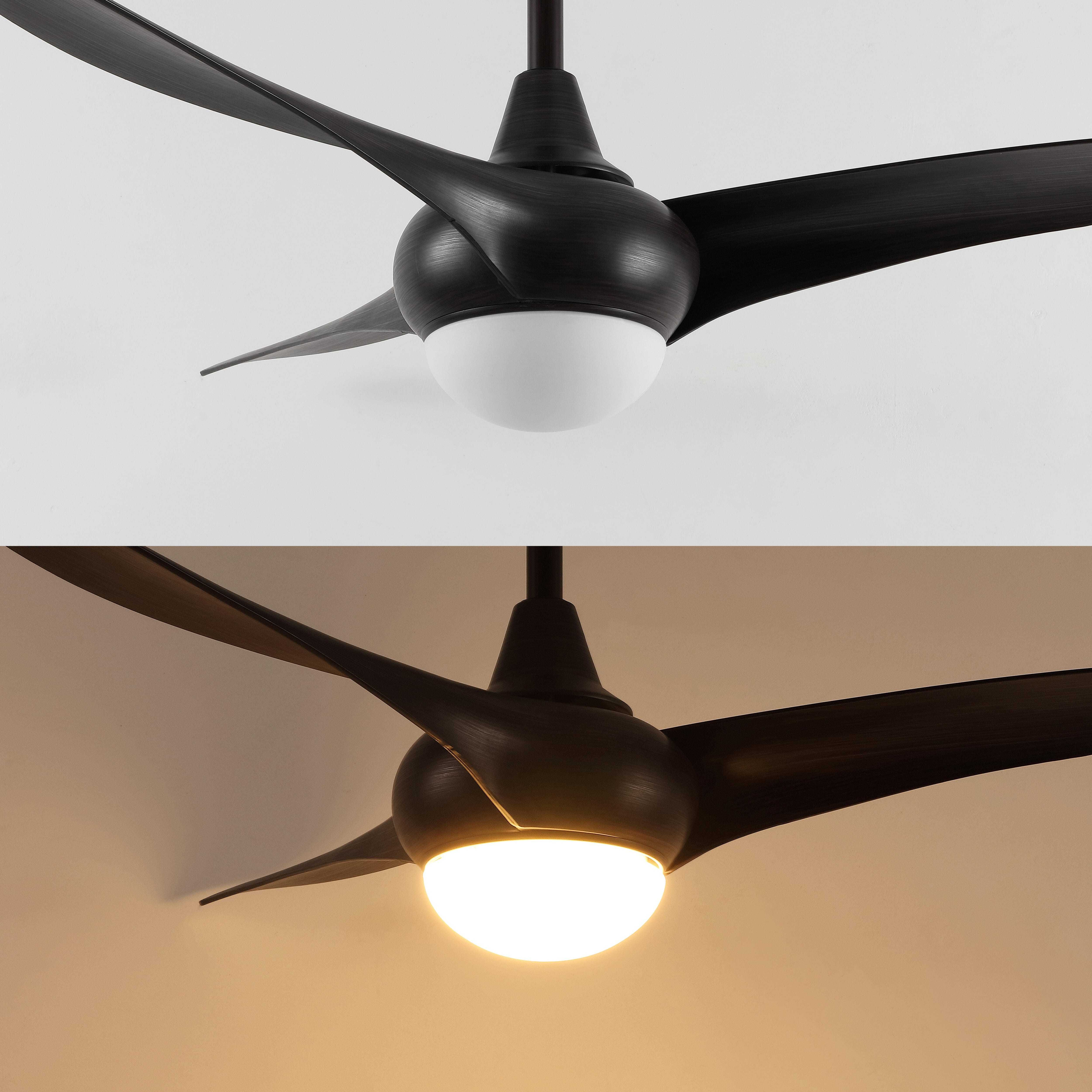 JONATHAN Y Aviator 52" 1-Light Retro Swirl Integrated LED Ceiling Fan, Dark Brown, large