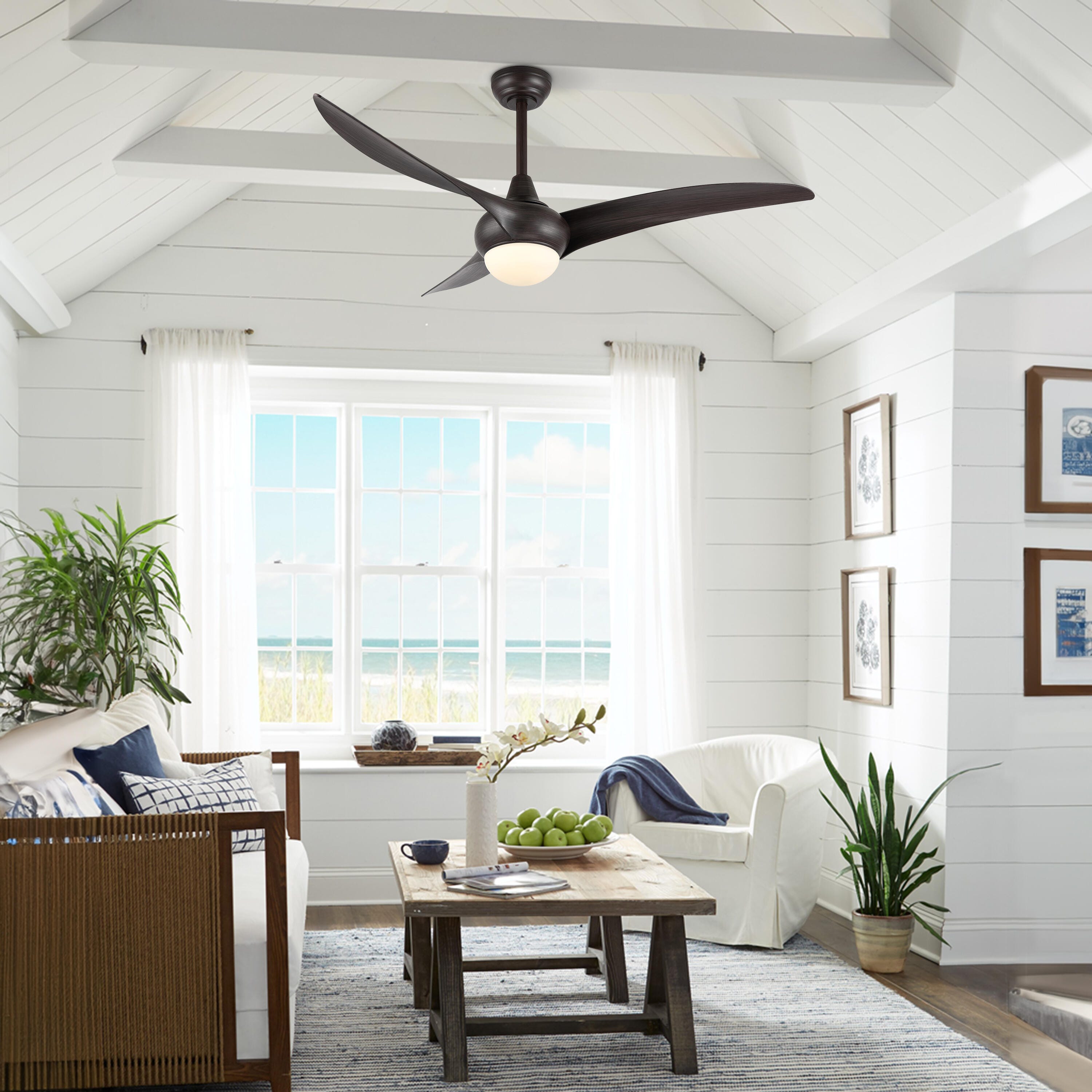 JONATHAN Y Aviator 52" 1-Light Retro Swirl Integrated LED Ceiling Fan, Dark Brown, large
