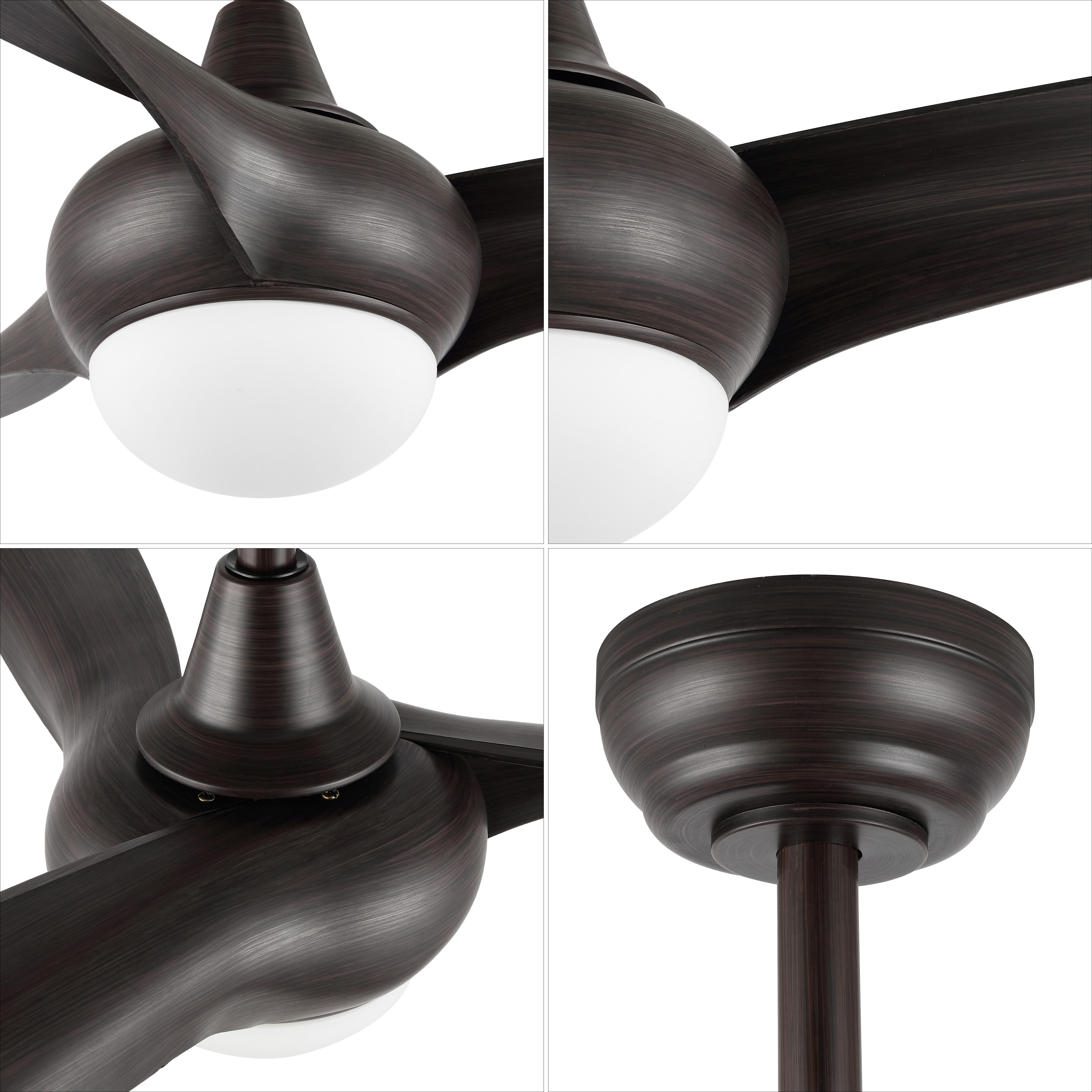 JONATHAN Y Aviator 52" 1-Light Retro Swirl Integrated LED Ceiling Fan, Dark Brown, large
