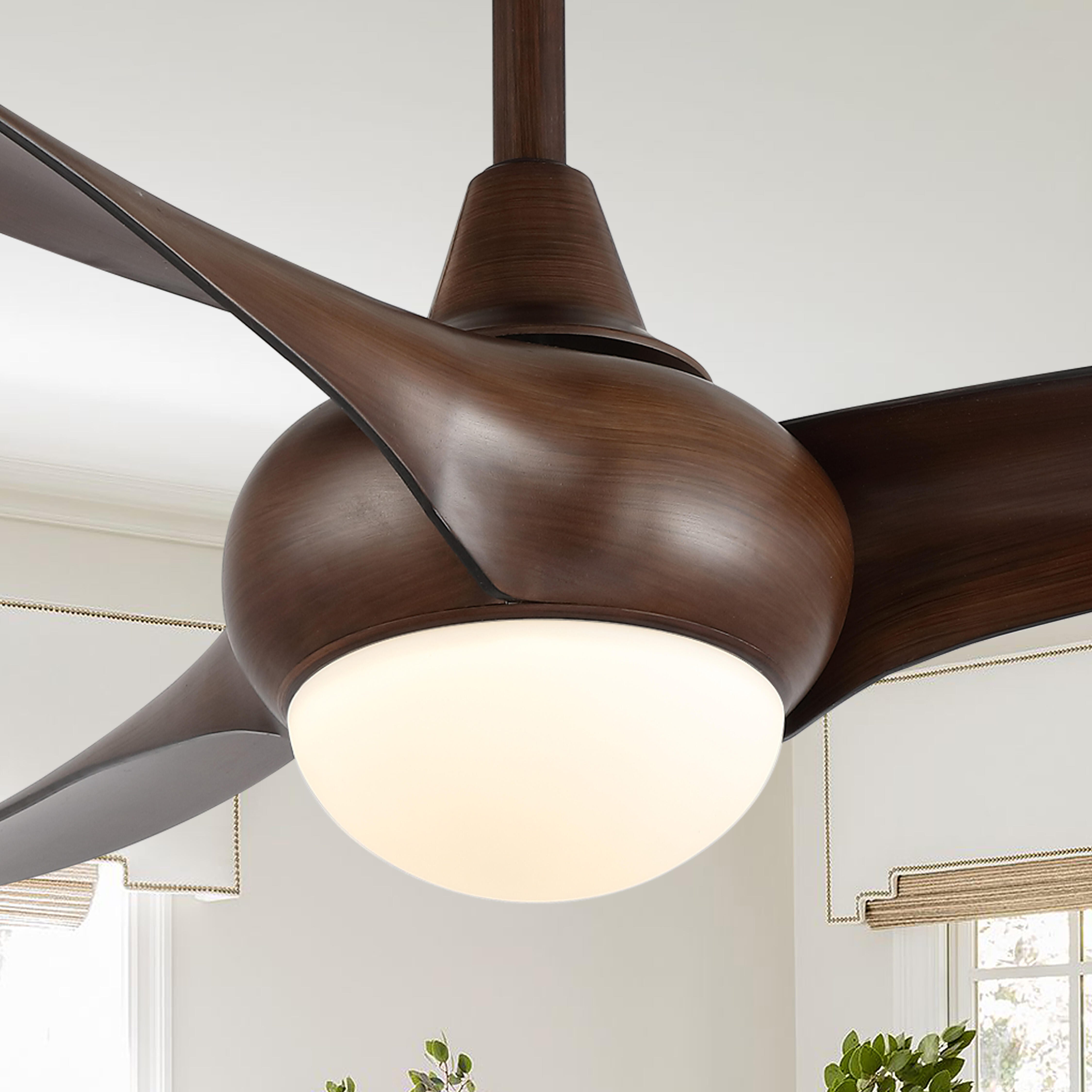 JONATHAN Y Aviator 52" 1-Light Retro Swirl Integrated LED Ceiling Fan, Neutral Brown, rollover