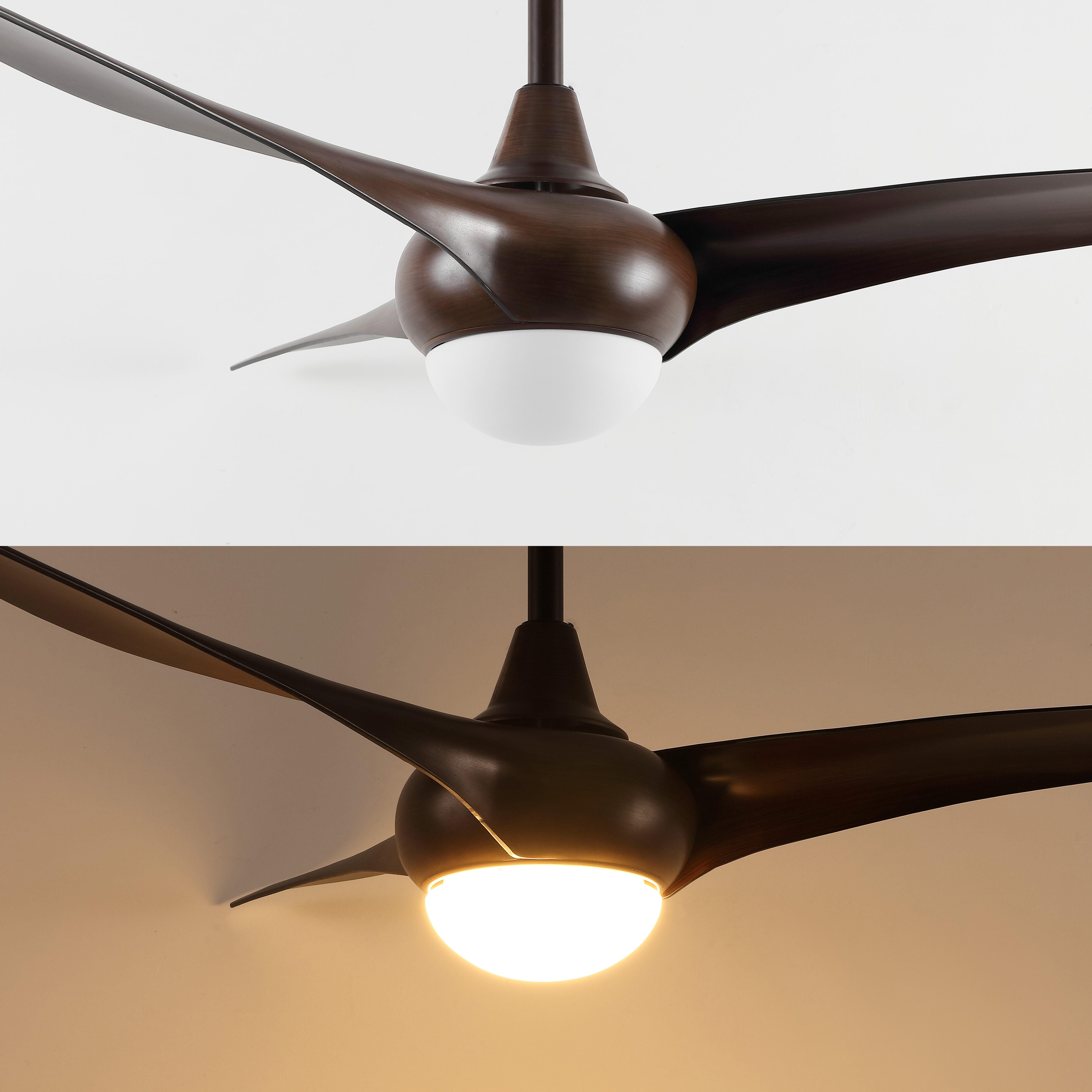 JONATHAN Y Aviator 52" 1-Light Retro Swirl Integrated LED Ceiling Fan, Neutral Brown, large