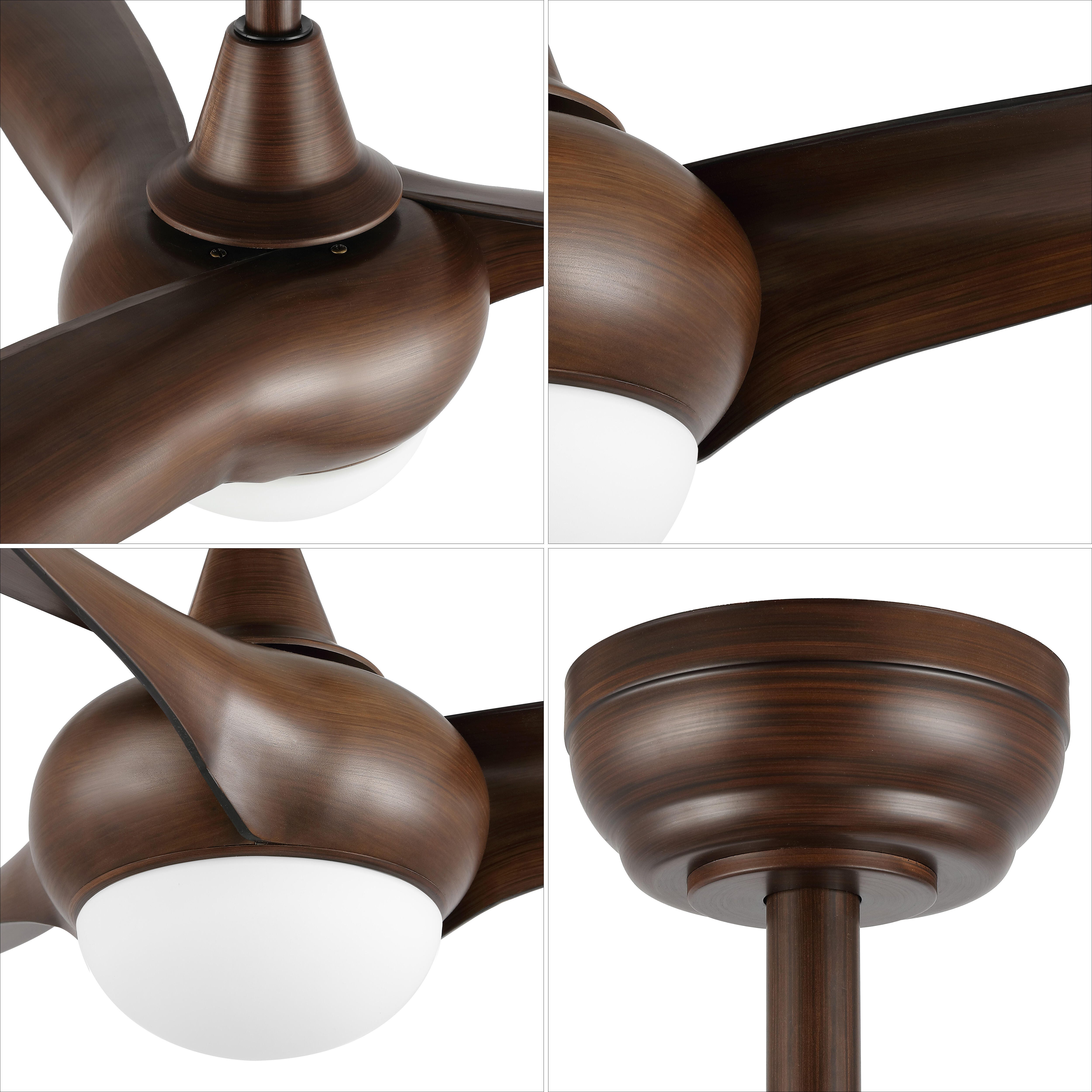 JONATHAN Y Aviator 52" 1-Light Retro Swirl Integrated LED Ceiling Fan, Neutral Brown, large