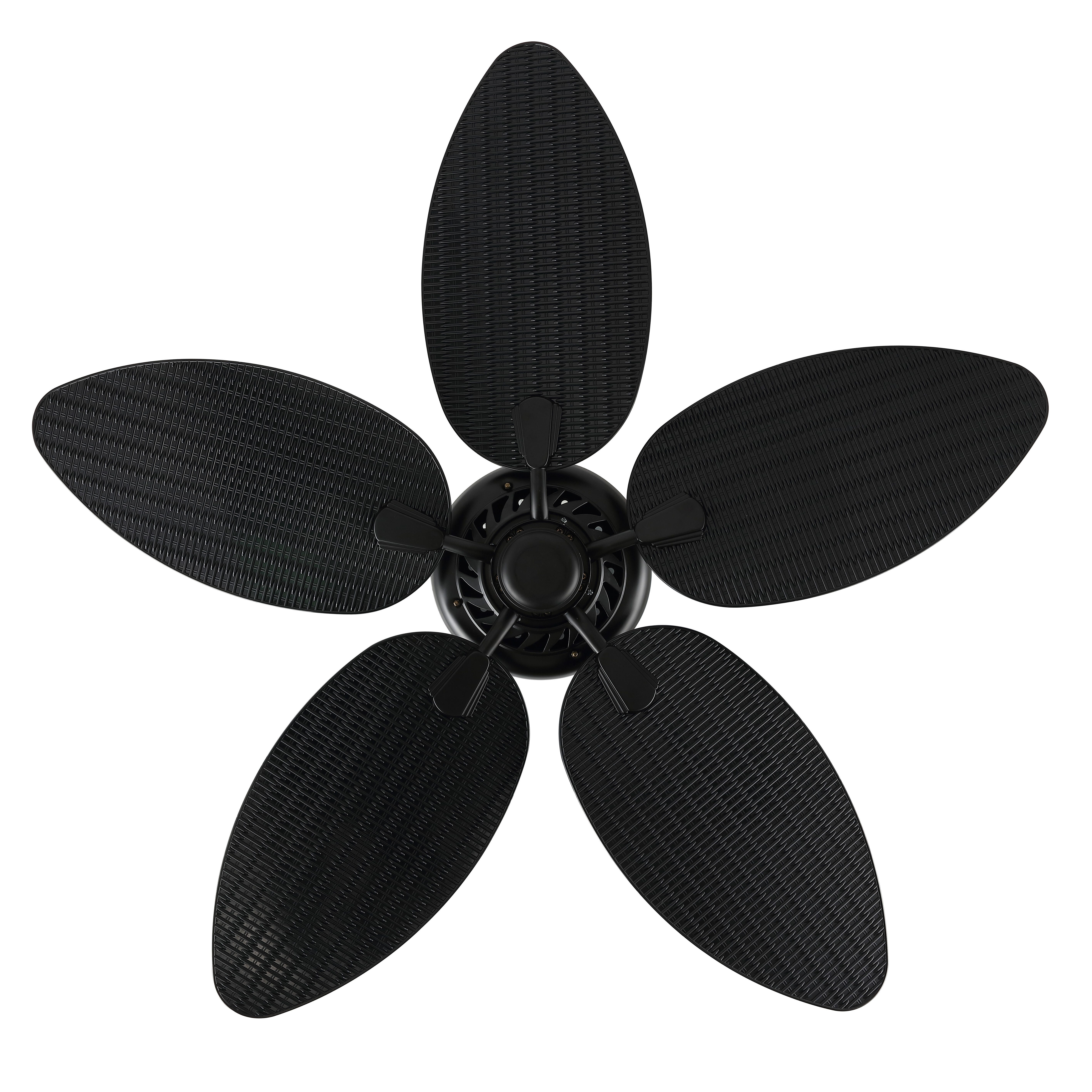 JONATHAN Y Raffles 52" Palm Blade Ceiling Fan, Black, large