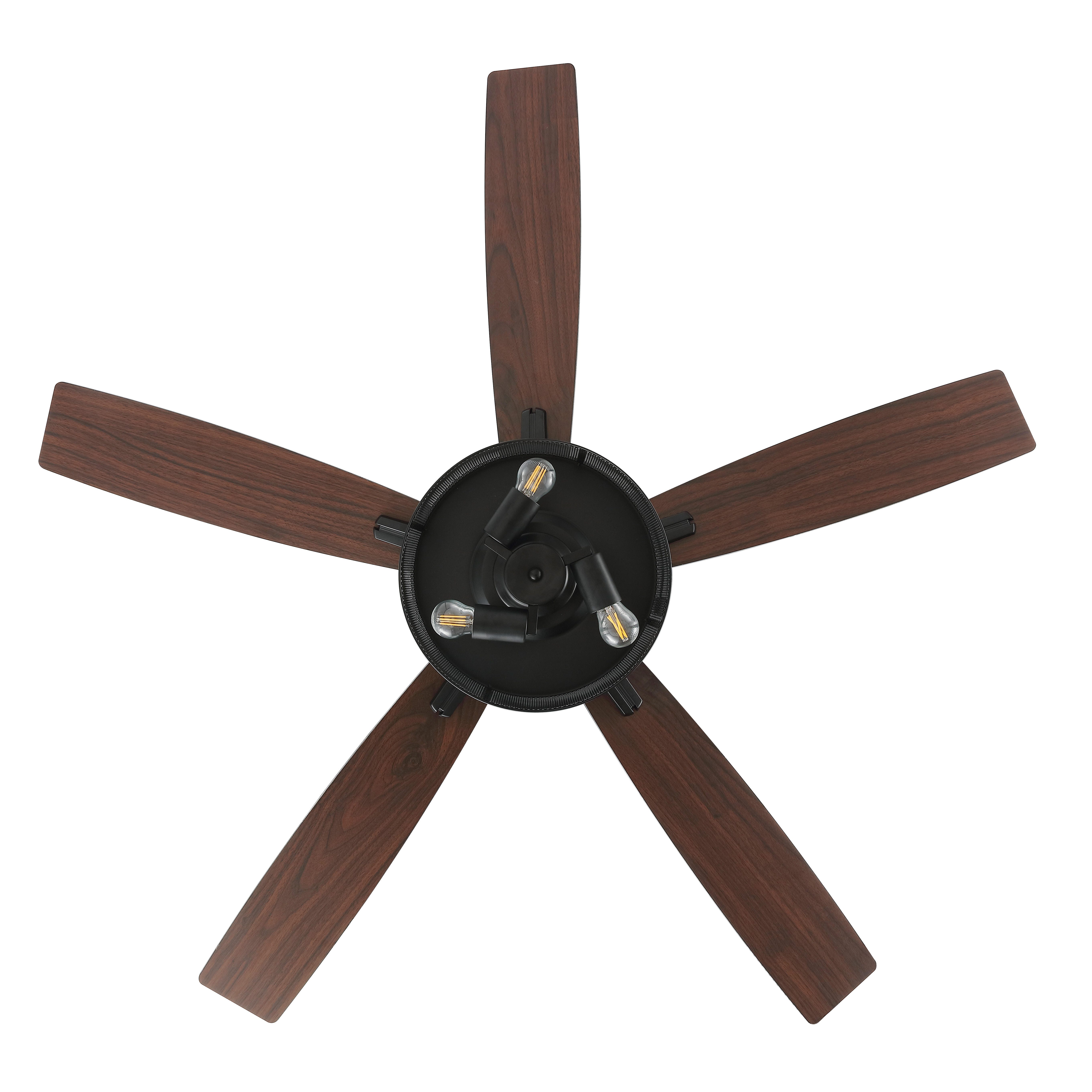 JONATHAN Y Max 52" 3-Light LED Ceiling Fan, Black/Dark Walnut, large
