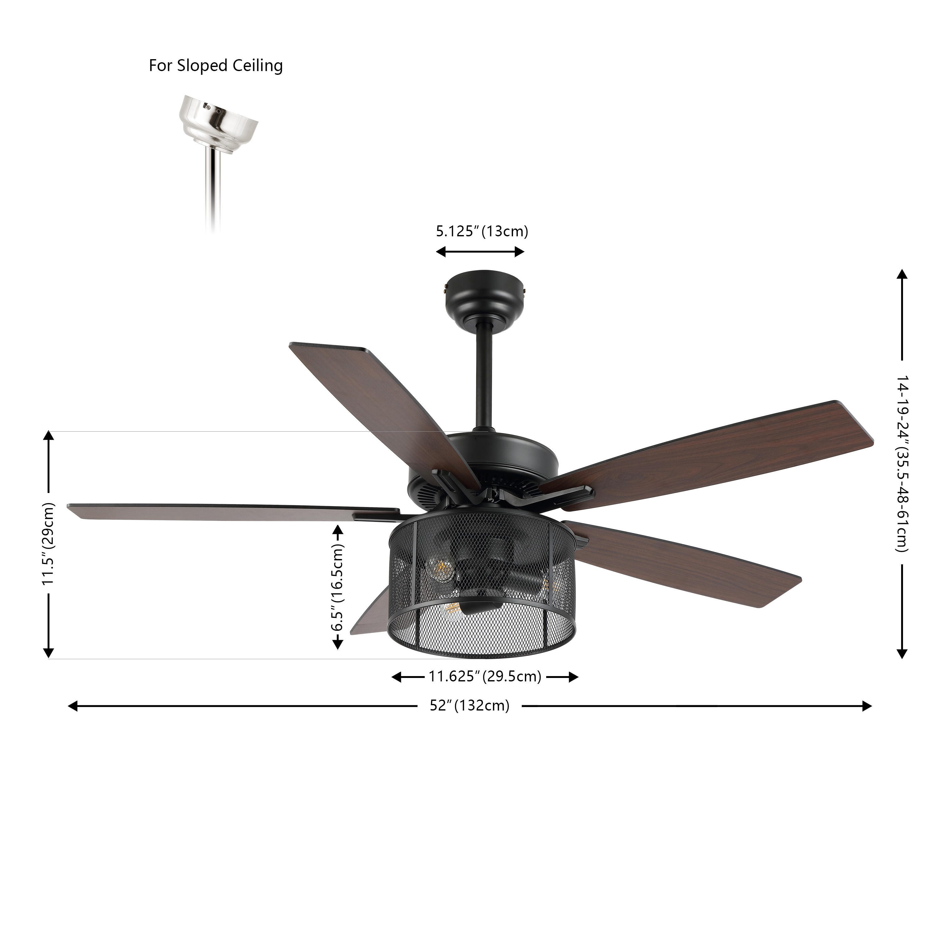JONATHAN Y Max 52" 3-Light LED Ceiling Fan, Black/Dark Walnut, large