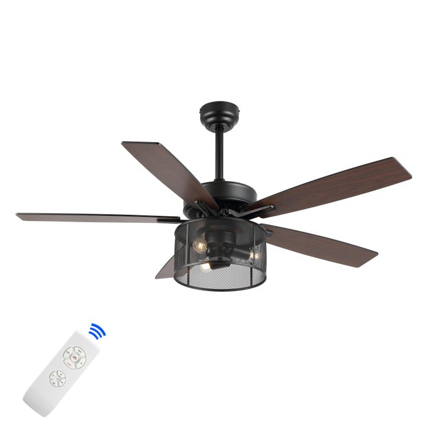 Jonathan Y Max 52" 3-Light LED Ceiling Fan, Black/Dark Walnut