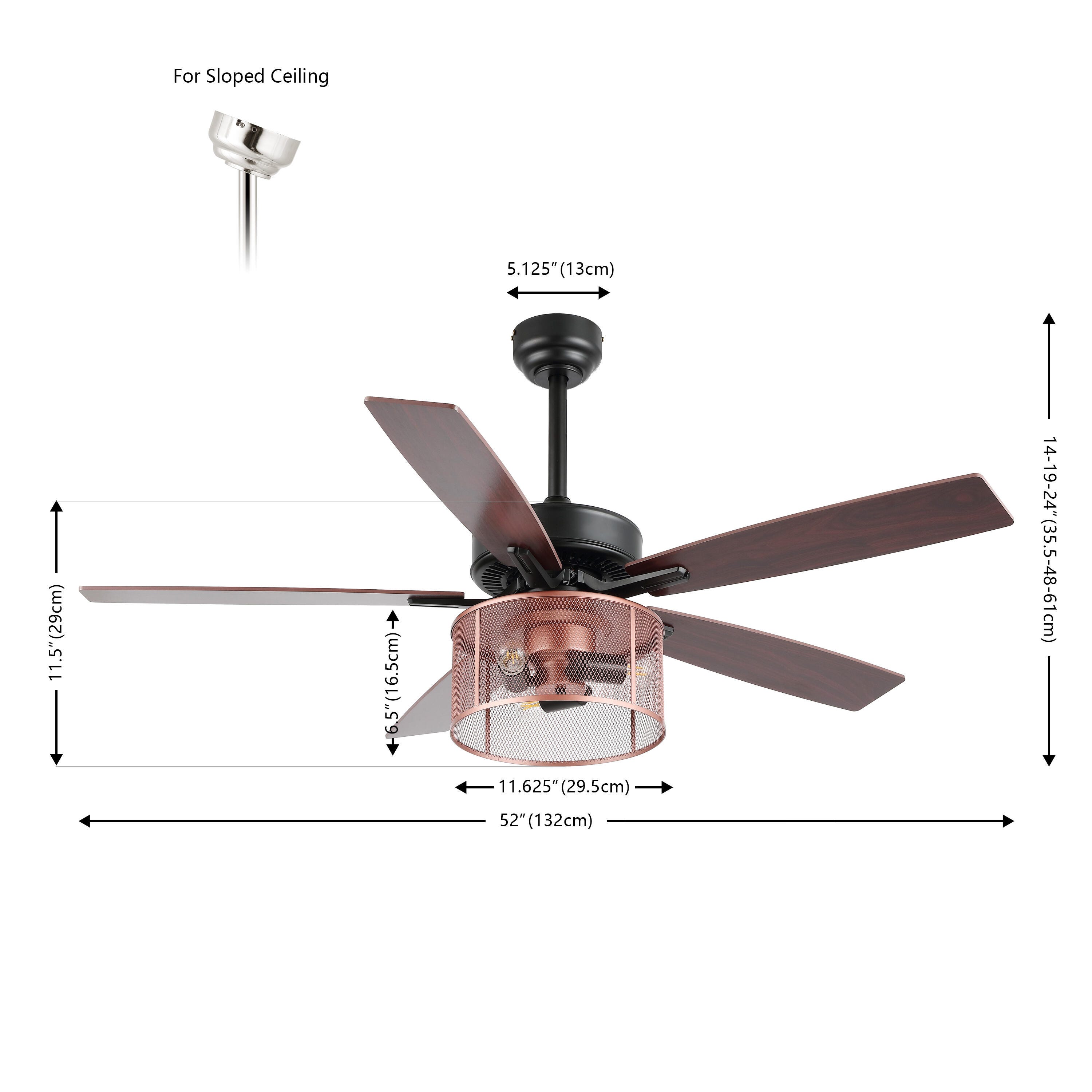 JONATHAN Y Max 52" 3-Light LED Ceiling Fan, Black/Cherry, large