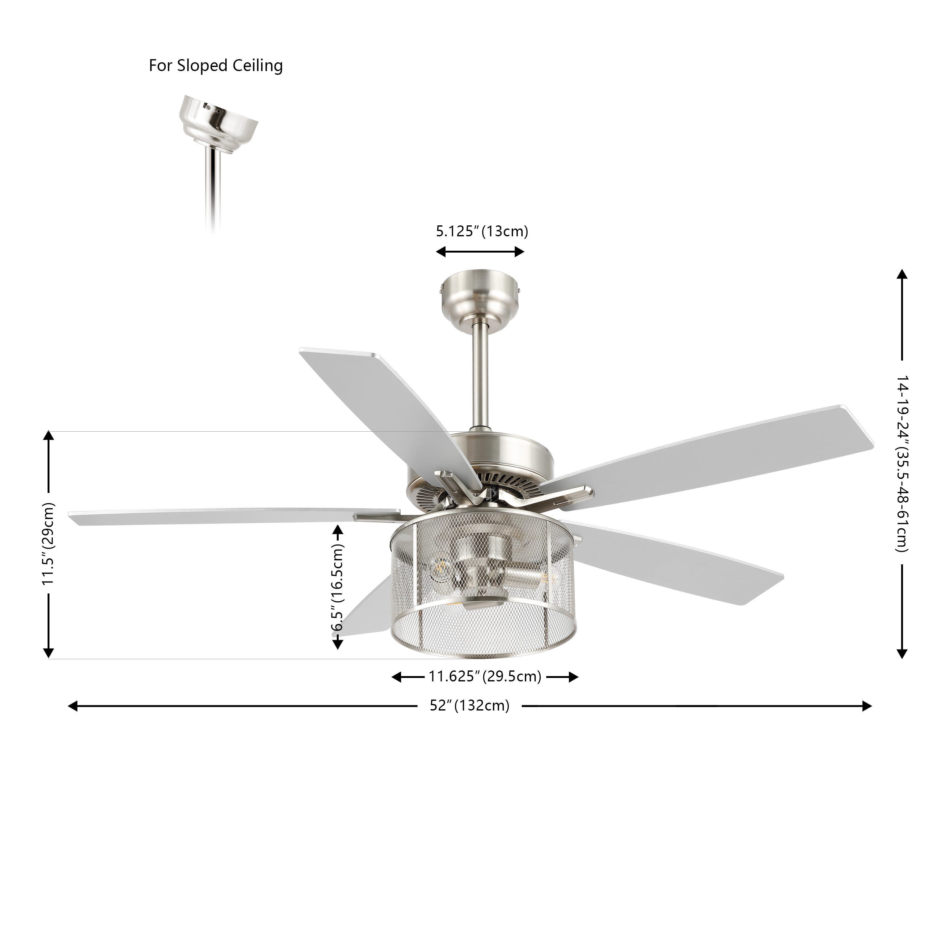 JONATHAN Y Max 52" 3-Light LED Ceiling Fan, Nickel, large