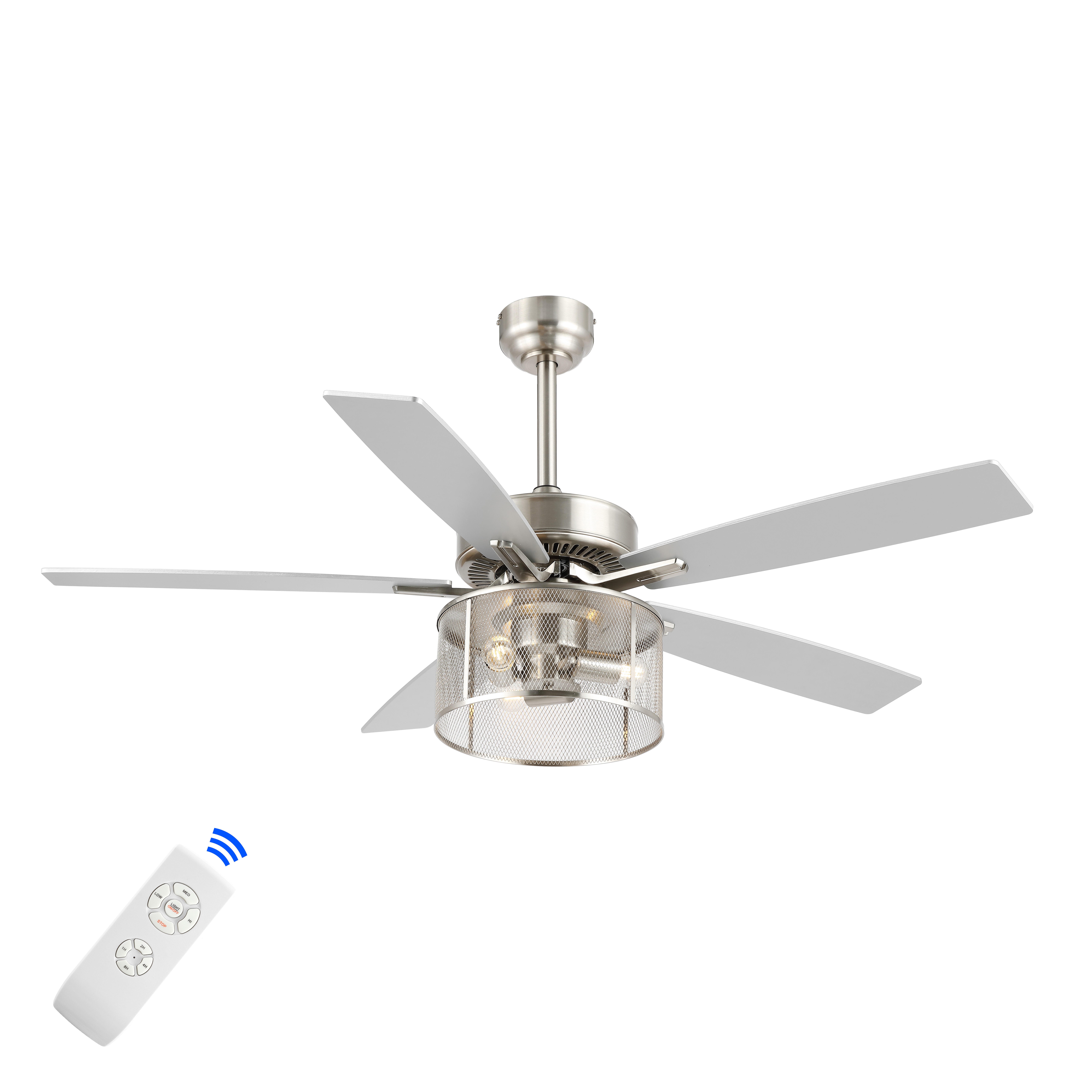 JONATHAN Y Max 52" 3-Light LED Ceiling Fan, Nickel, large