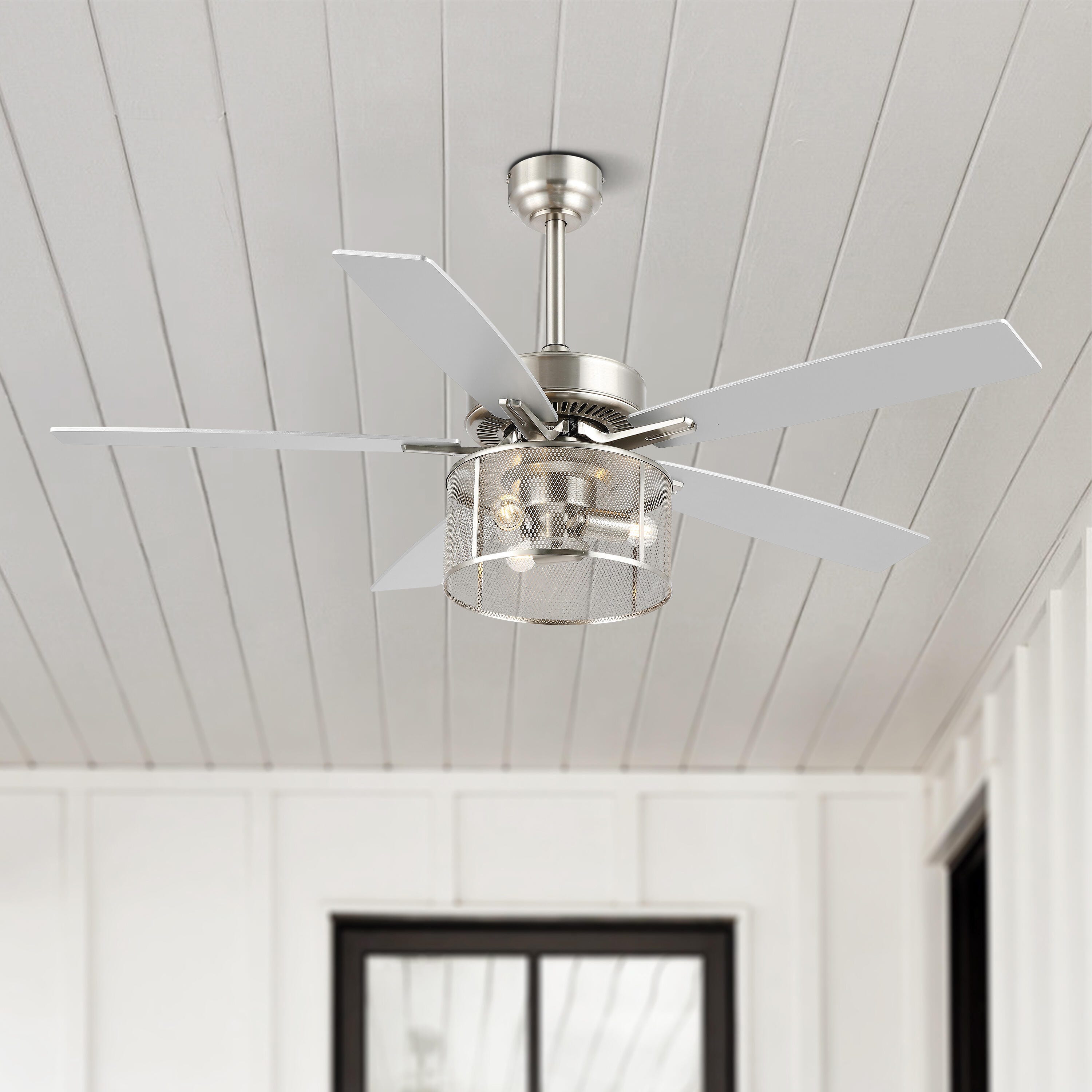 JONATHAN Y Max 52" 3-Light LED Ceiling Fan, Nickel, large