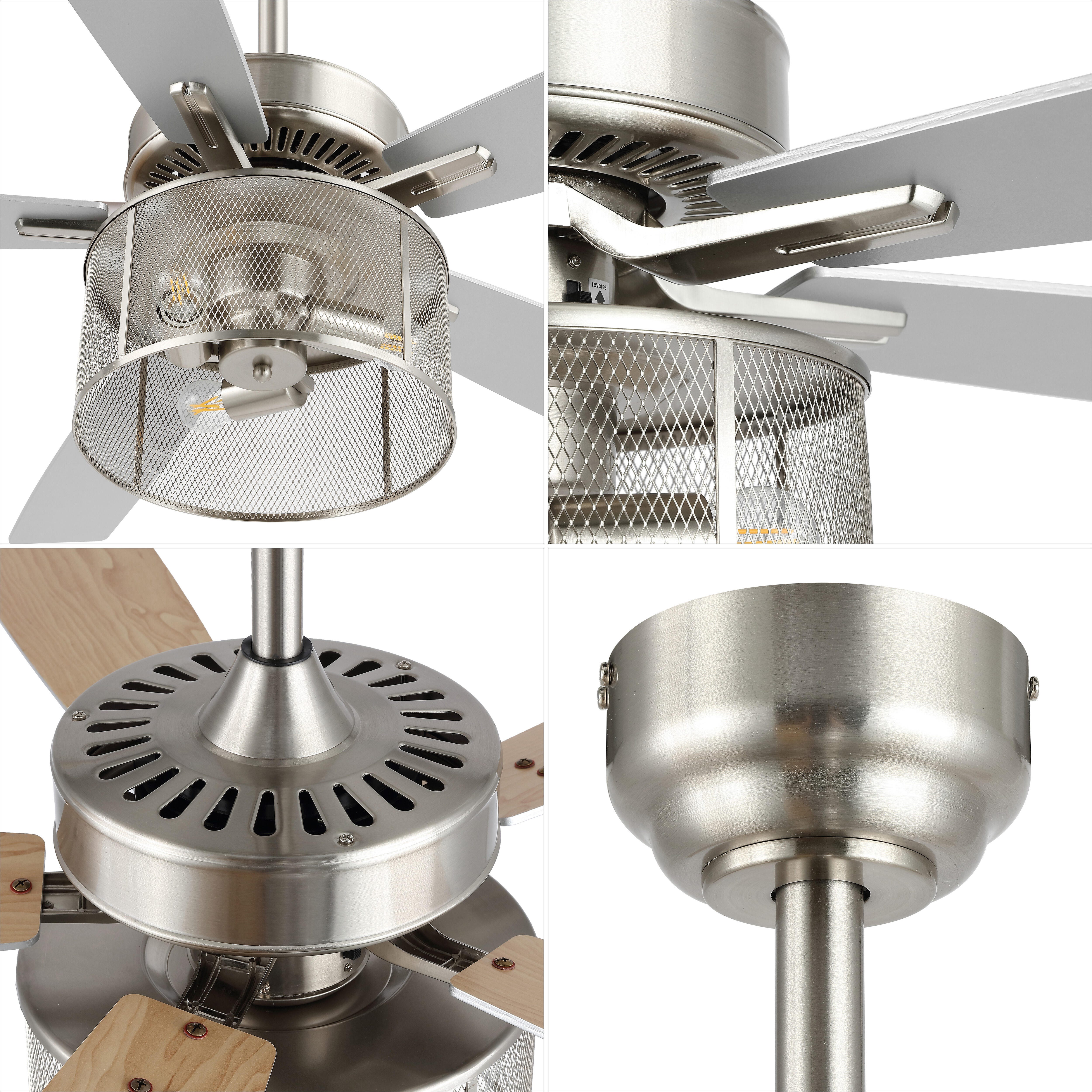 JONATHAN Y Max 52" 3-Light LED Ceiling Fan, Nickel, large