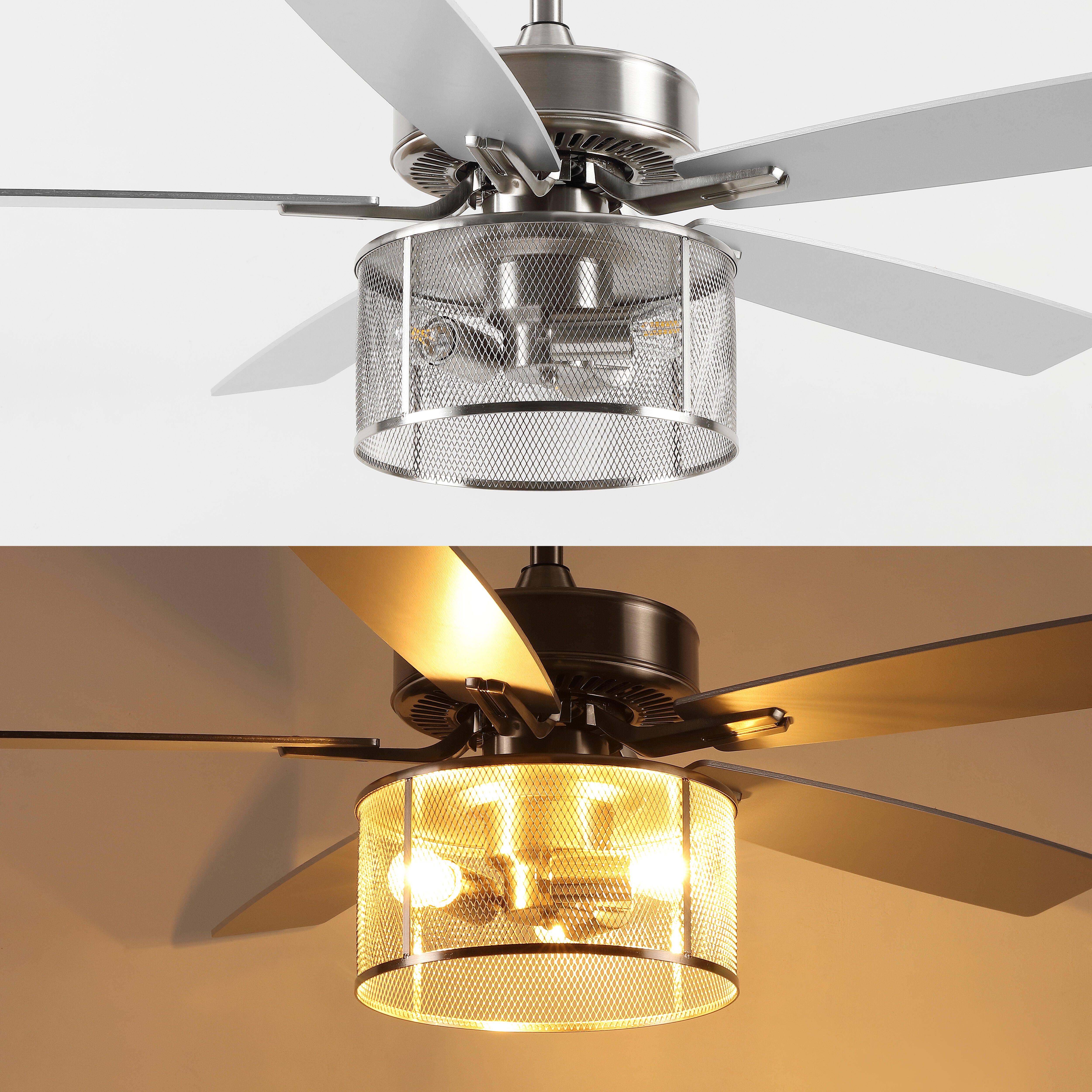 JONATHAN Y Max 52" 3-Light LED Ceiling Fan, Nickel, large