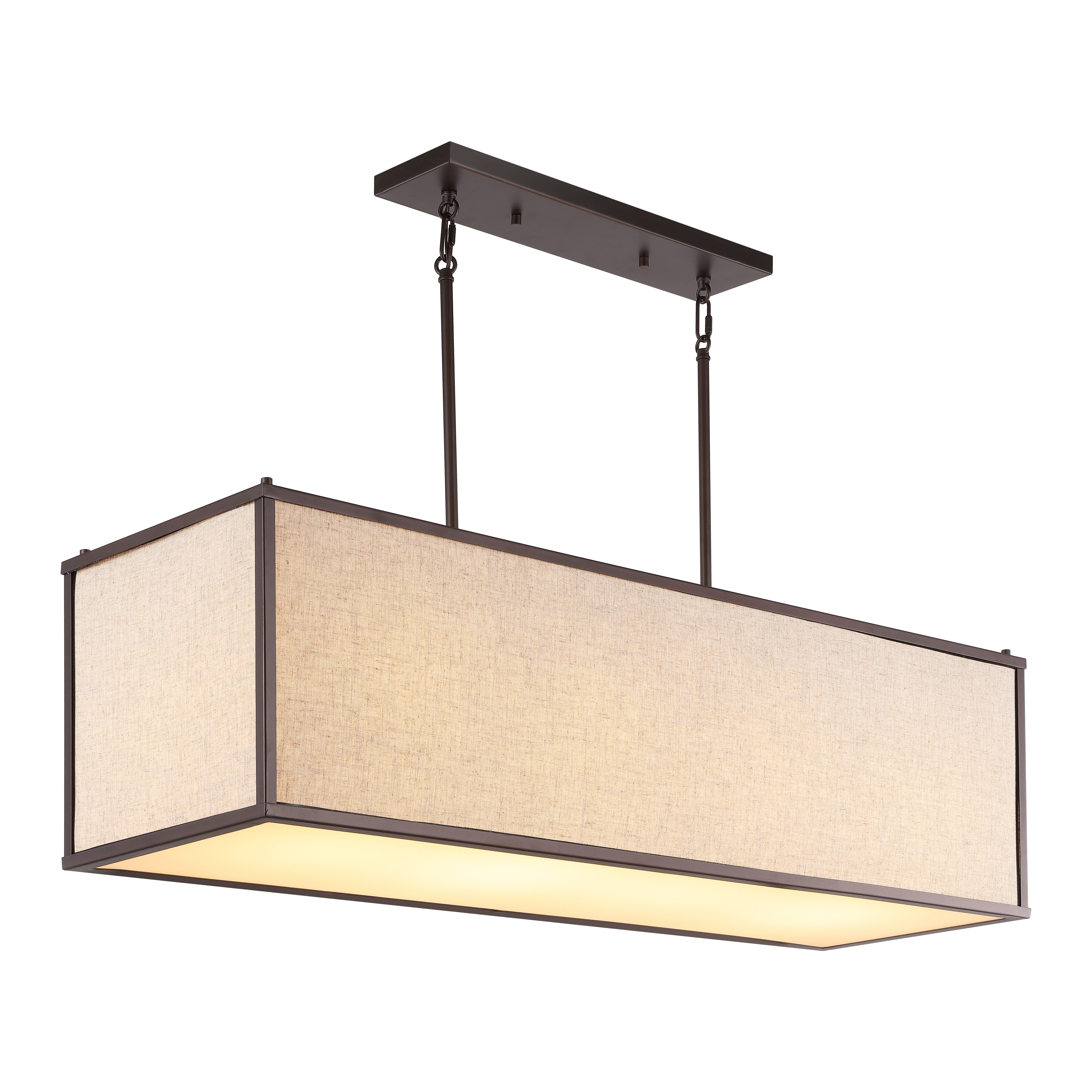 JONATHAN Y Cole 42" 4-Light Rectangular Linen Linear LED Pendant, , large