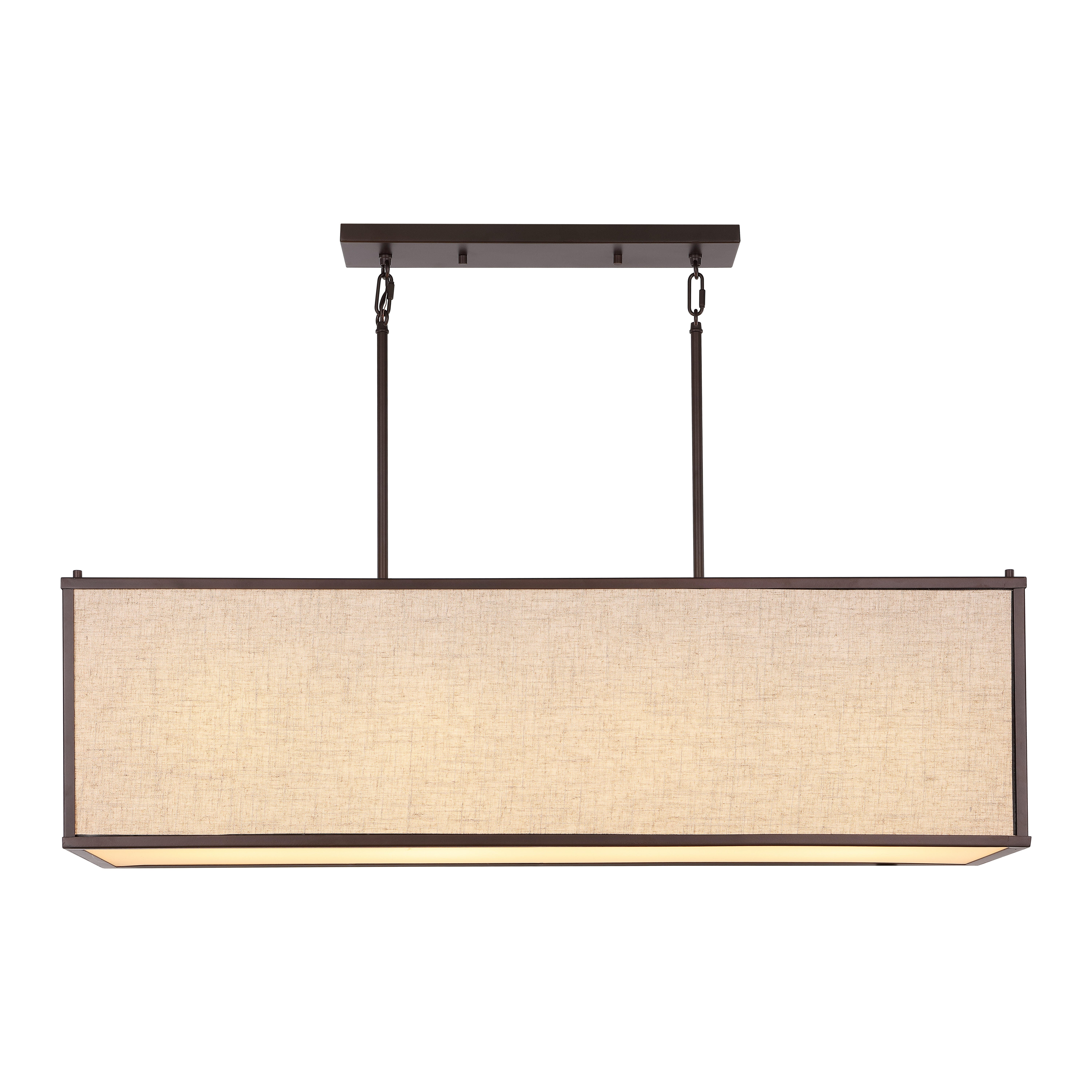 JONATHAN Y Cole 42" 4-Light Rectangular Linen Linear LED Pendant, , large
