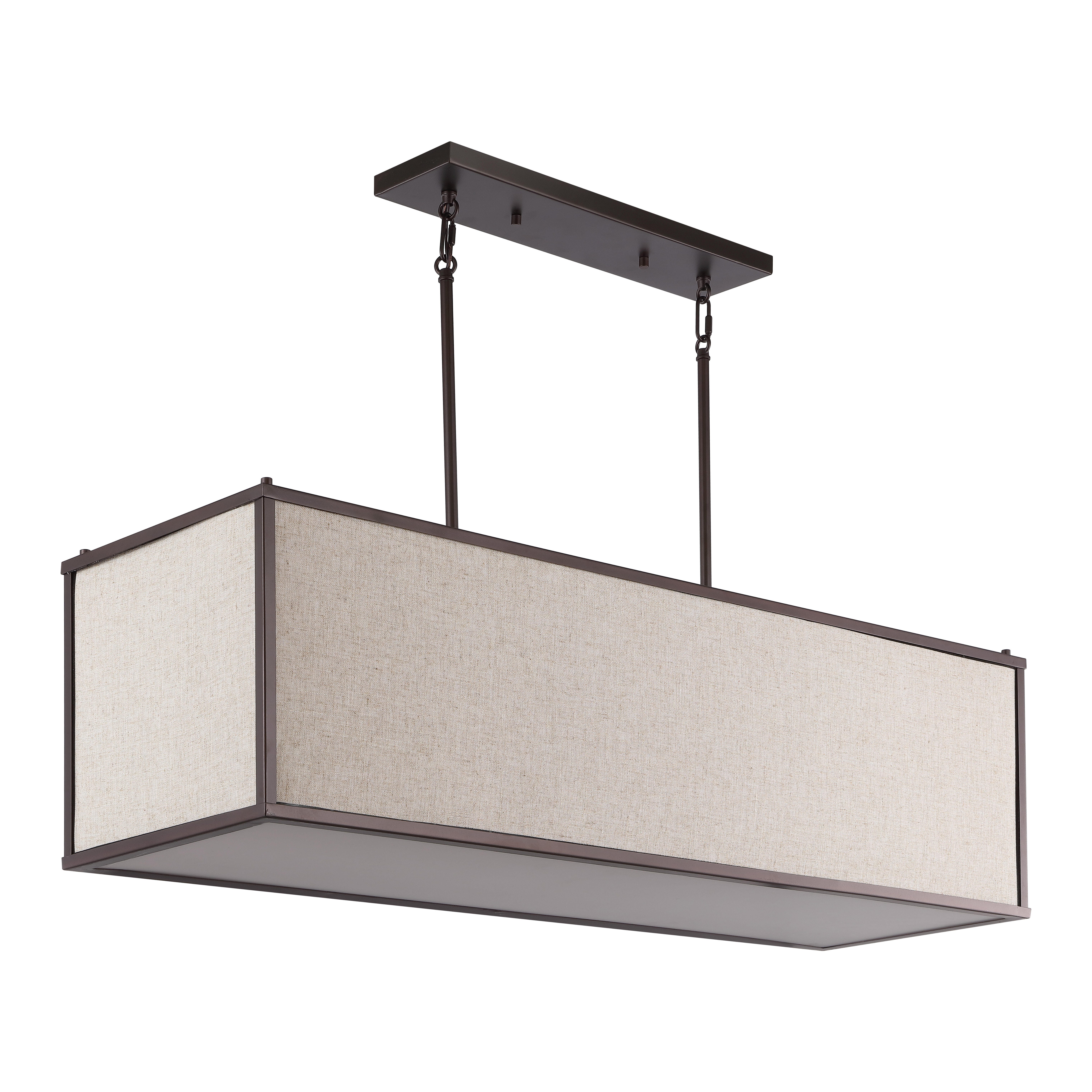 JONATHAN Y Cole 42" 4-Light Rectangular Linen Linear LED Pendant, , large