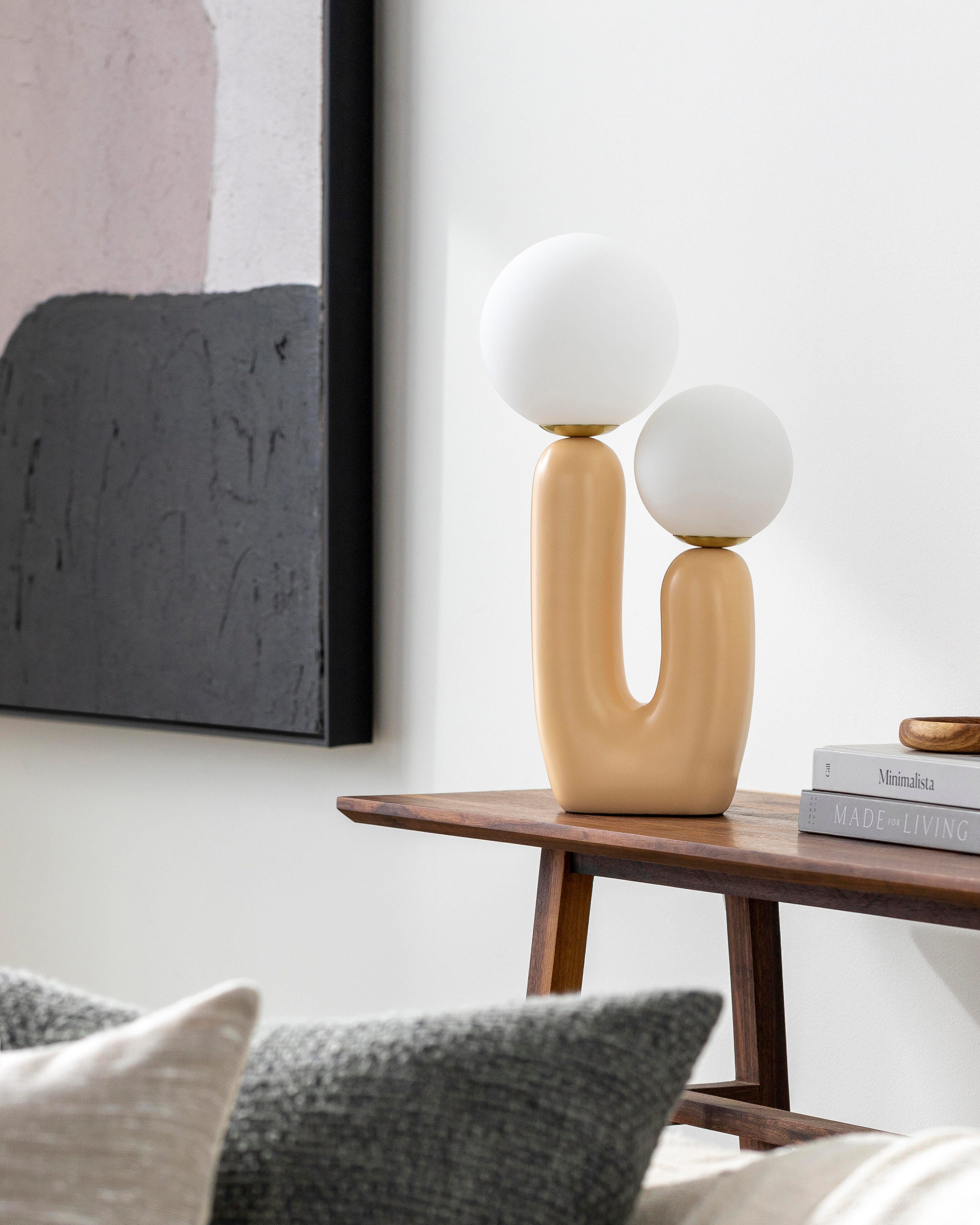 World Needle Sedeum Beige Table Lamp, Beige, rollover