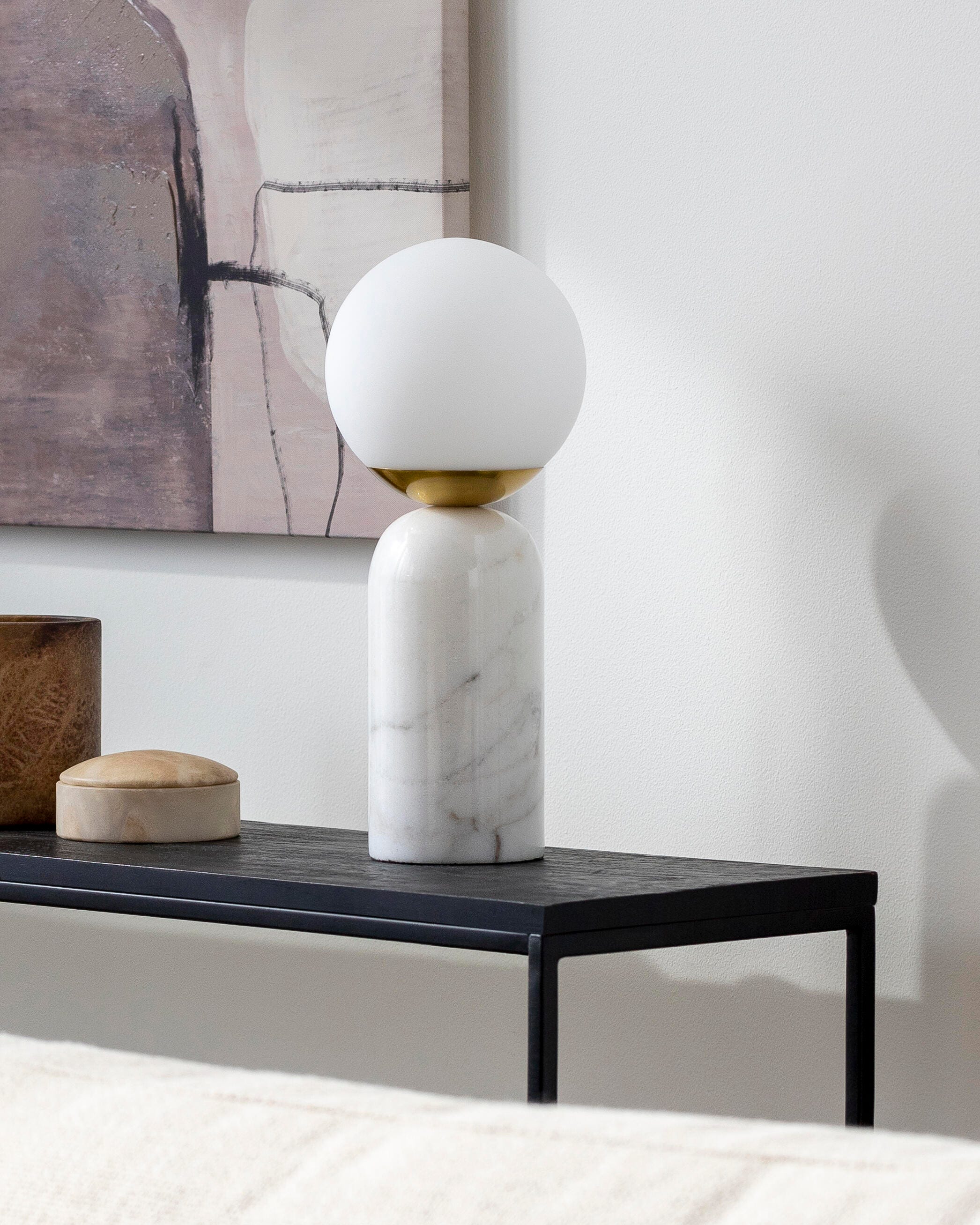 World Needle Verve White Globe Table Lamp, , rollover